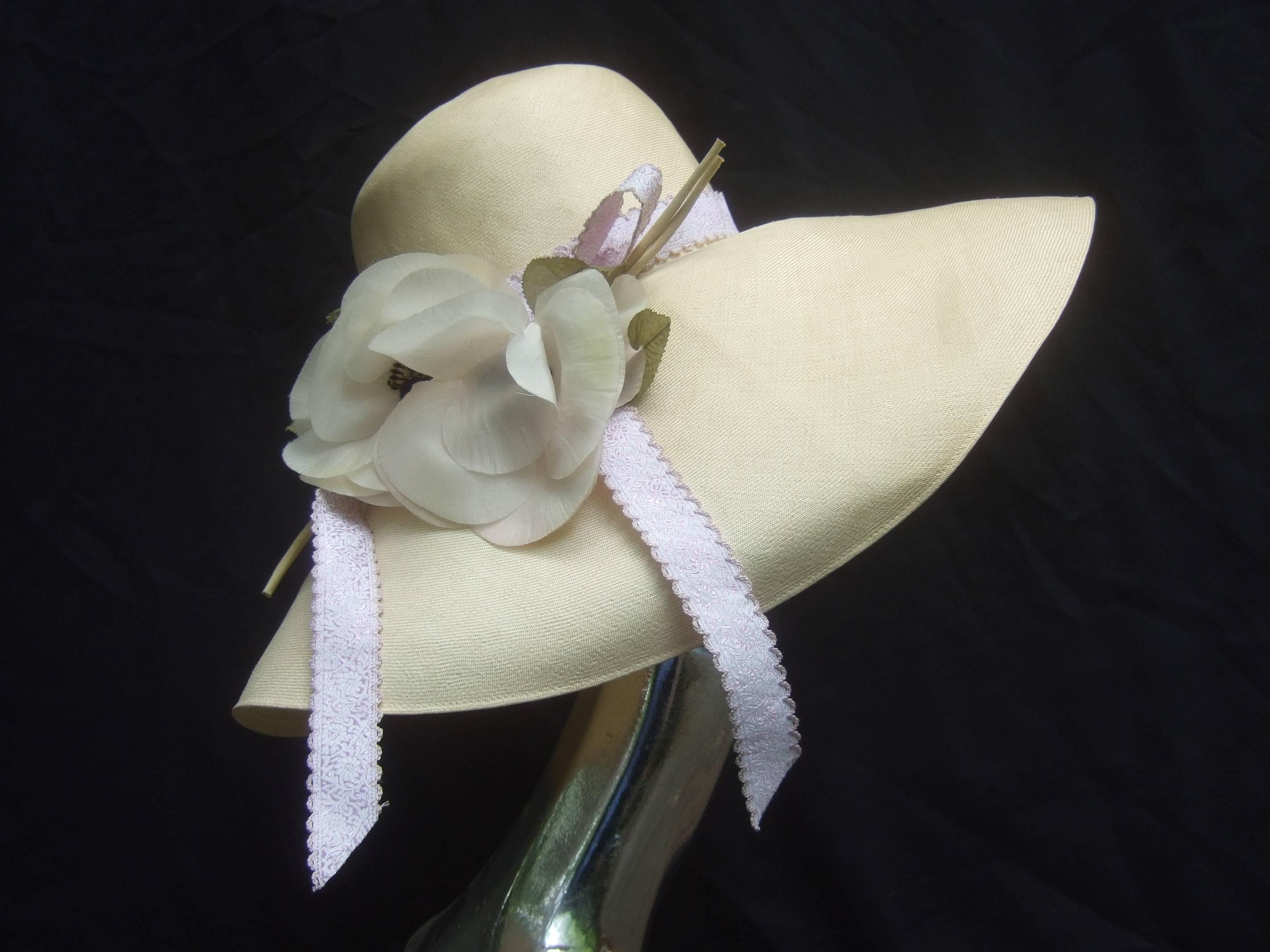 Saks Fifth Avenue Romantic Raffia Hat by Adolfo ca 1970s 2