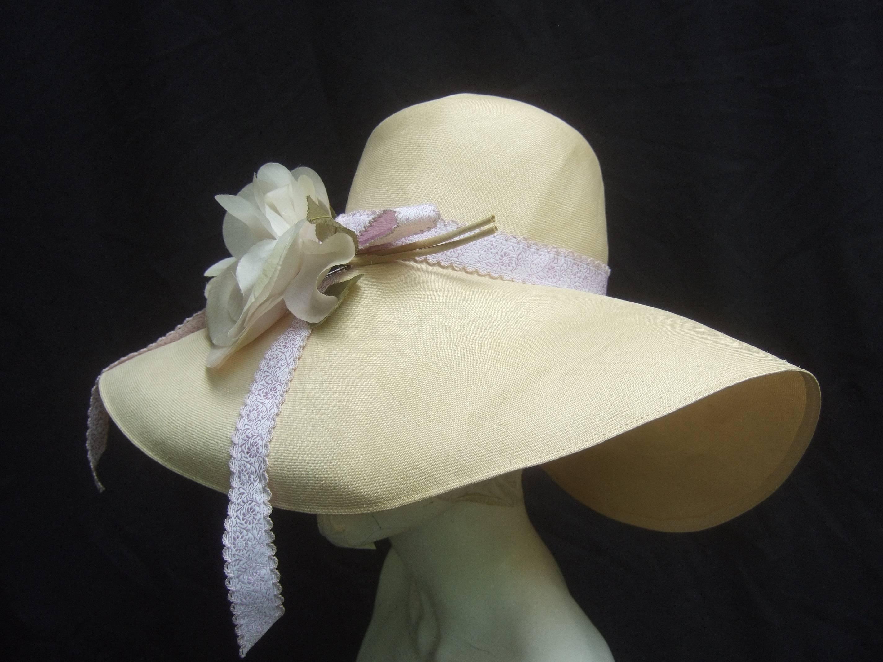 Saks Fifth Avenue Romantic Raffia Hat by Adolfo ca 1970s 3