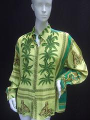 Versace Tropical Jungle Print Tarzan Blouse ca 1990's