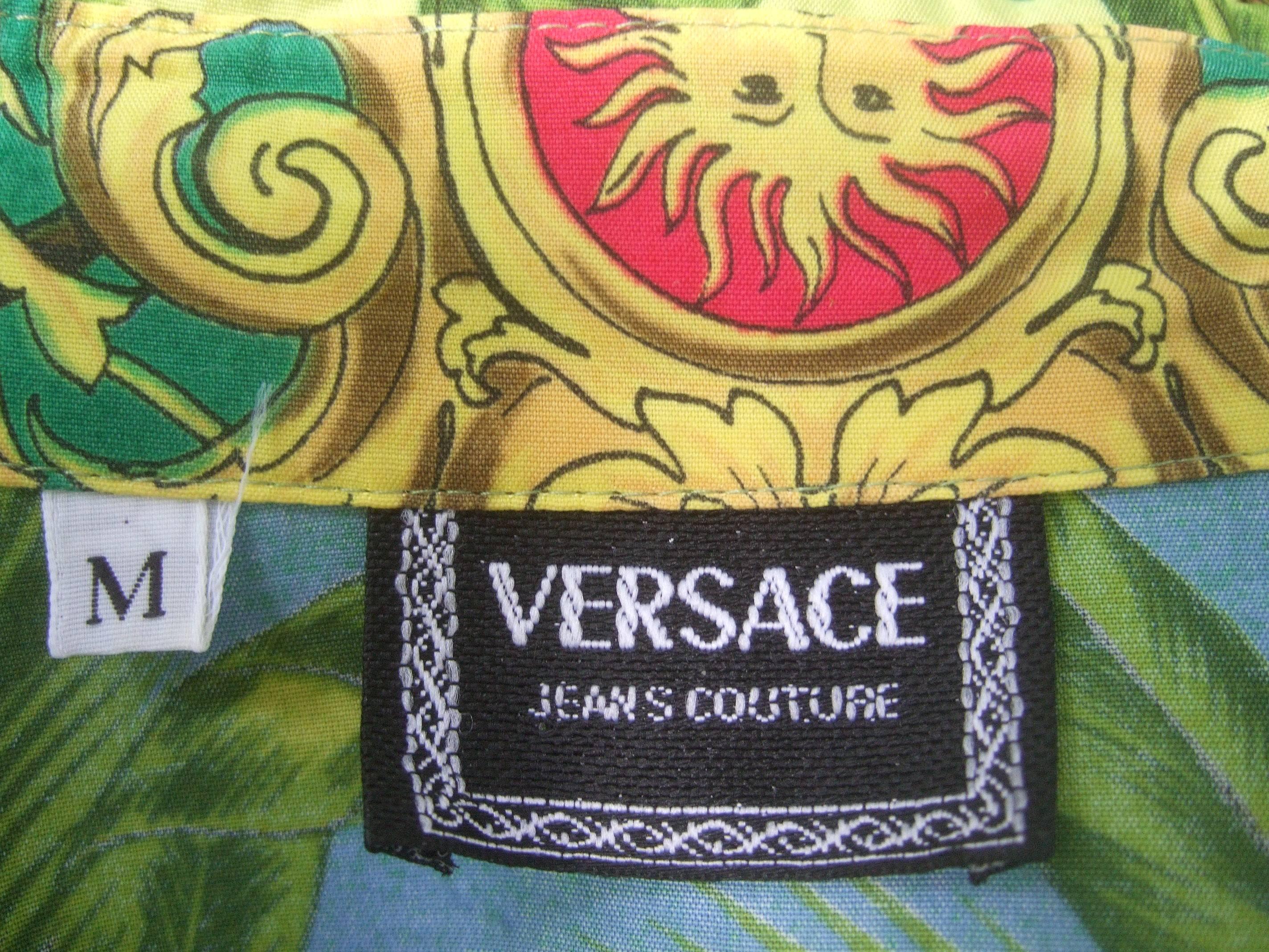 Versace Tropical Jungle Print Tarzan Blouse ca 1990's 1