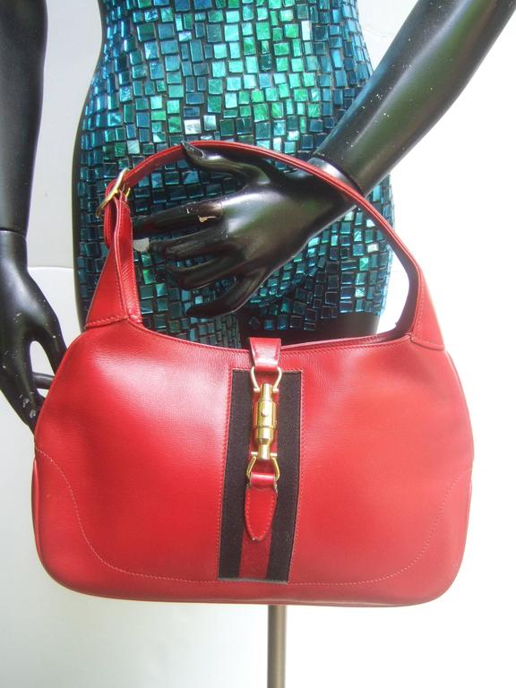 Gucci Italy Iconic Red Leather Jackie O Piston Handbag ca 1970s at 1stDibs