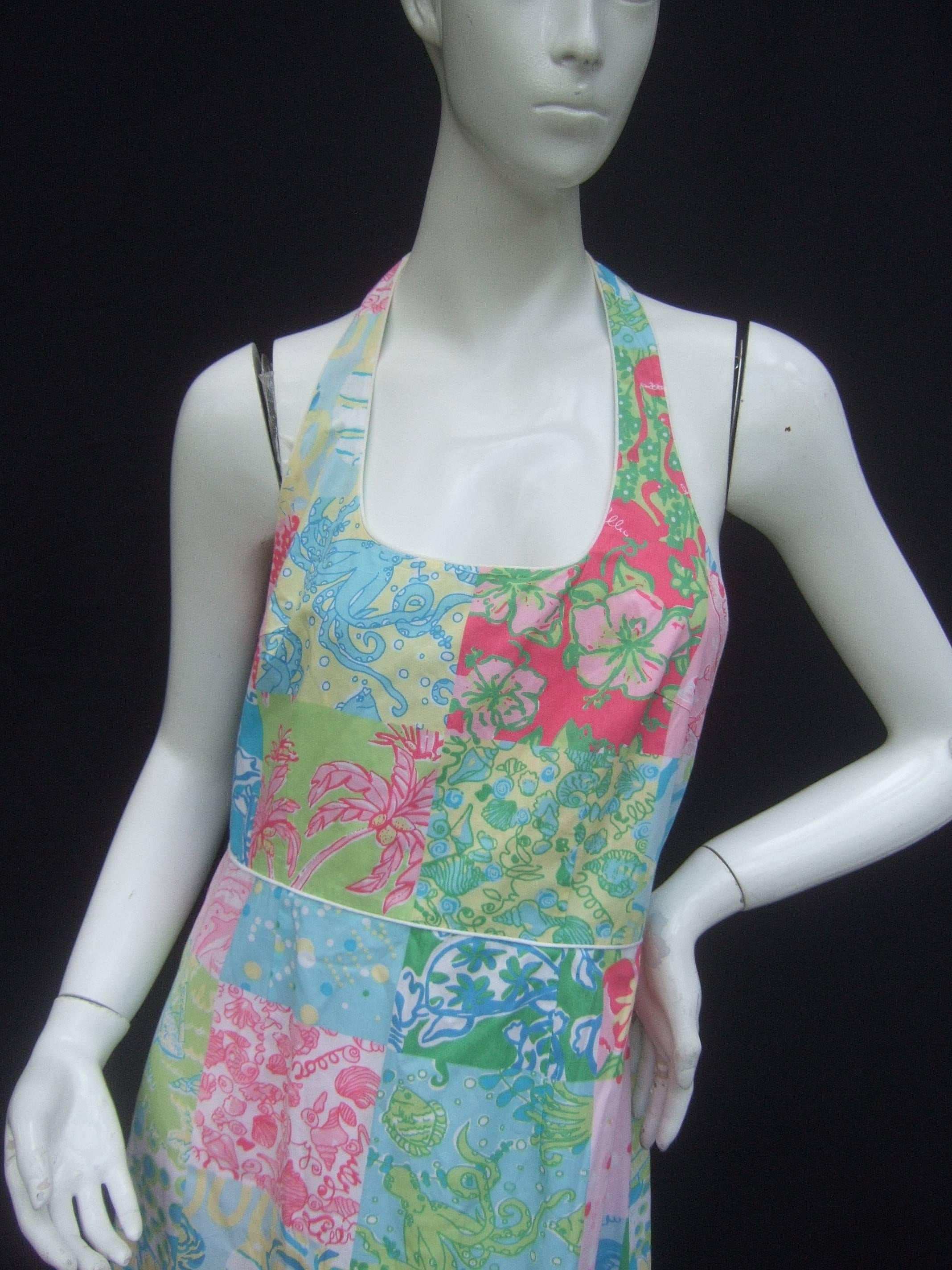 Gray Lilly Pulitzer Vibrant Sea Life Cotton Halter Gown 