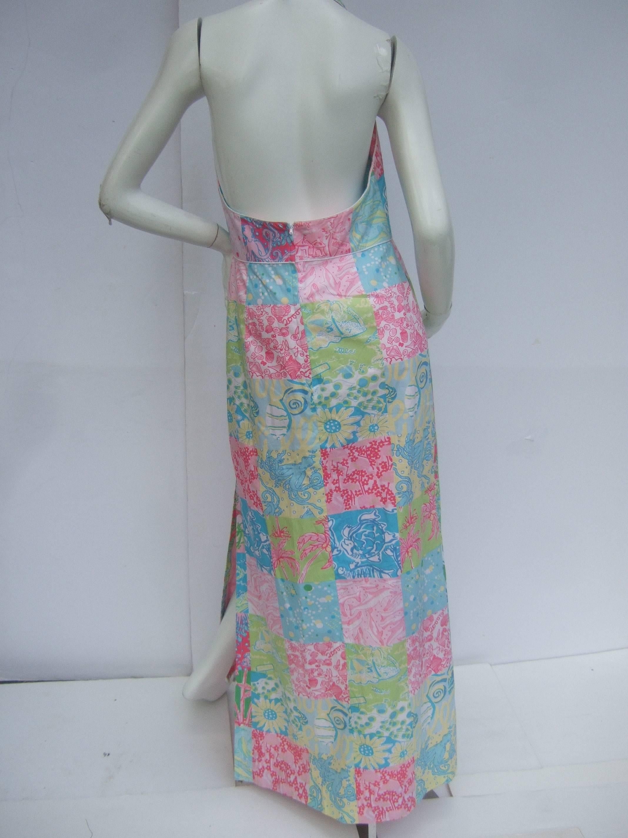 Women's Lilly Pulitzer Vibrant Sea Life Cotton Halter Gown 