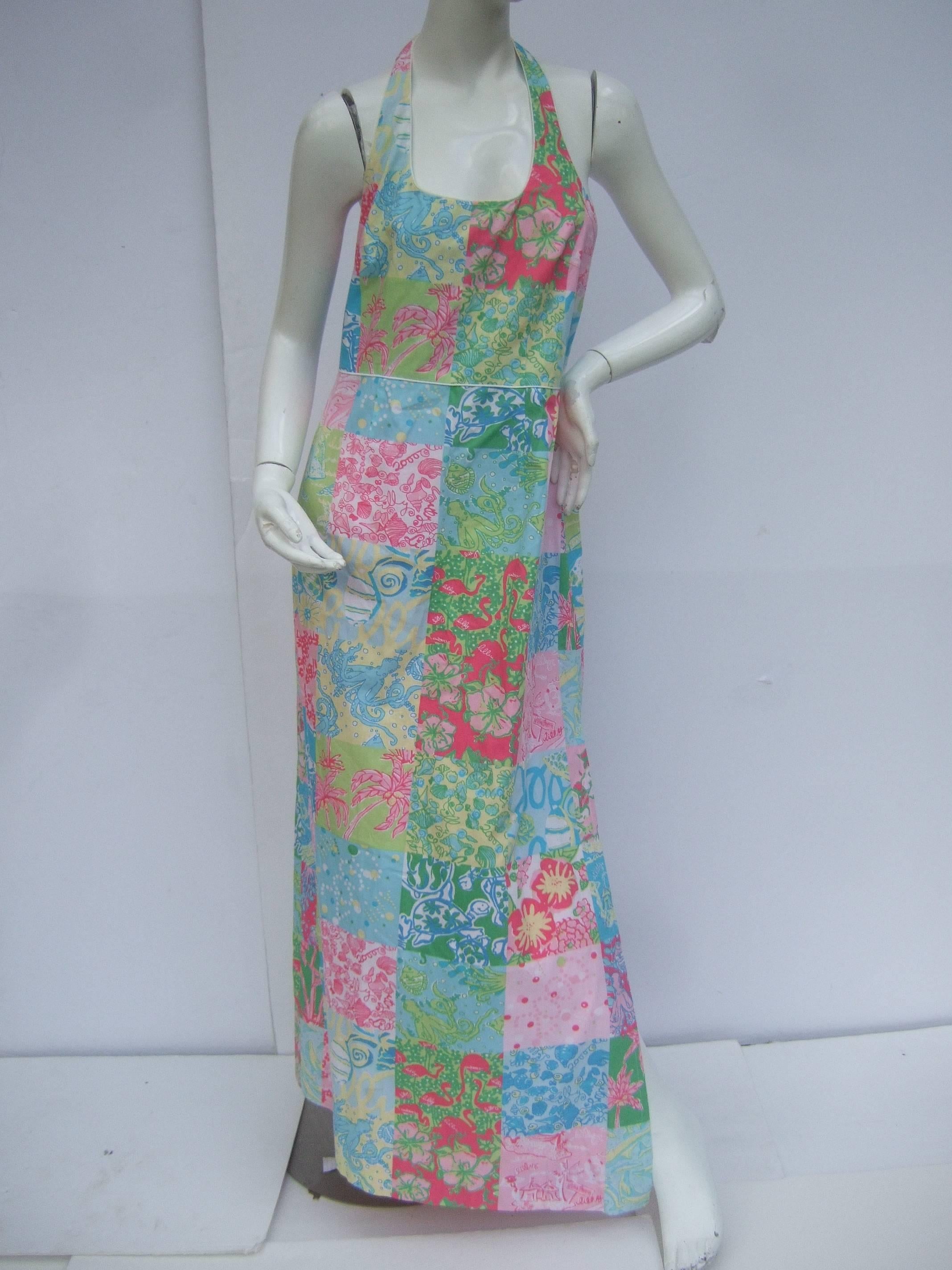 Lilly Pulitzer Vibrant Sea Life Cotton Halter Gown  3