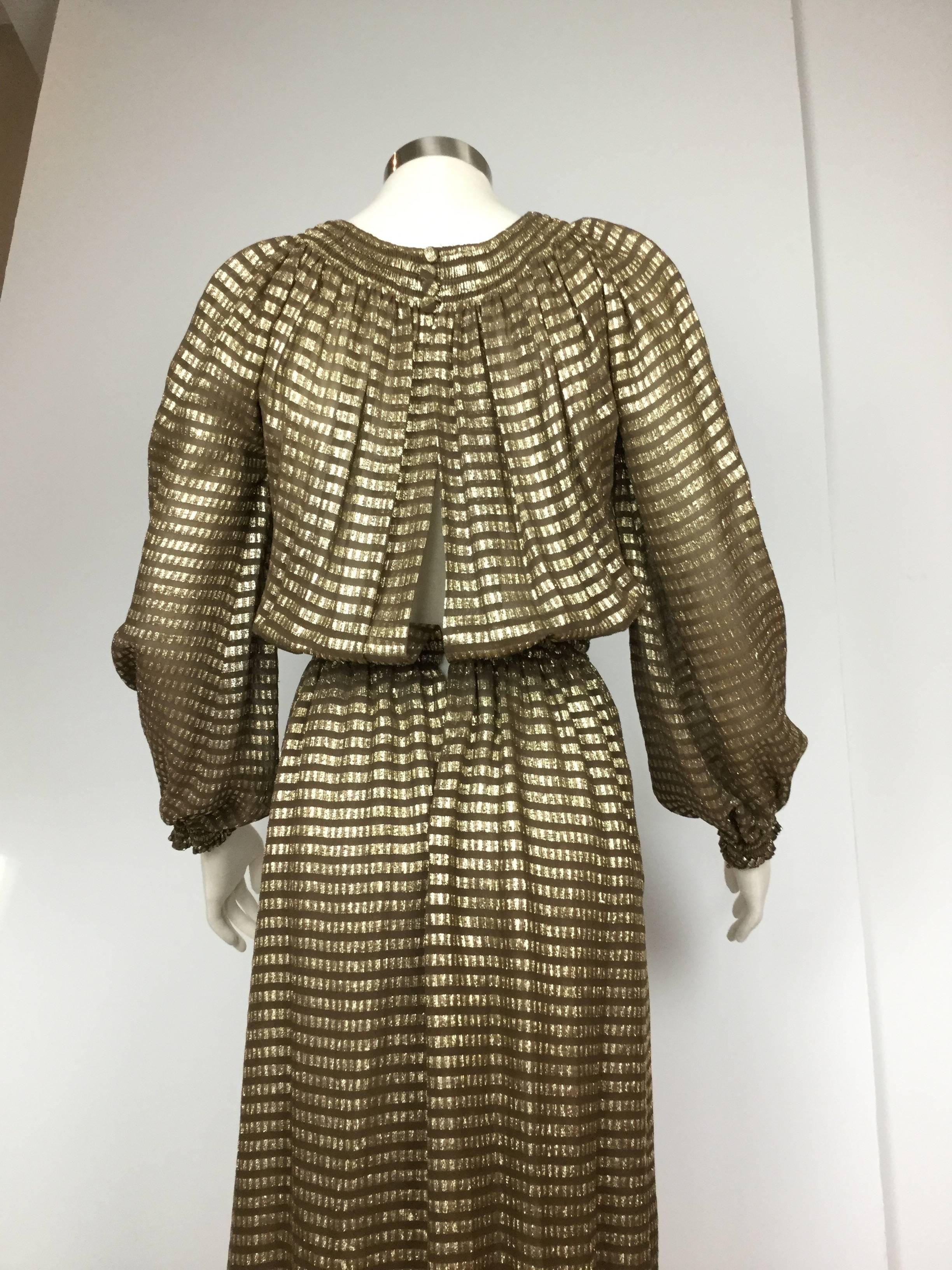 Women's Halston IV Metallic Silk Gown.  1970's.