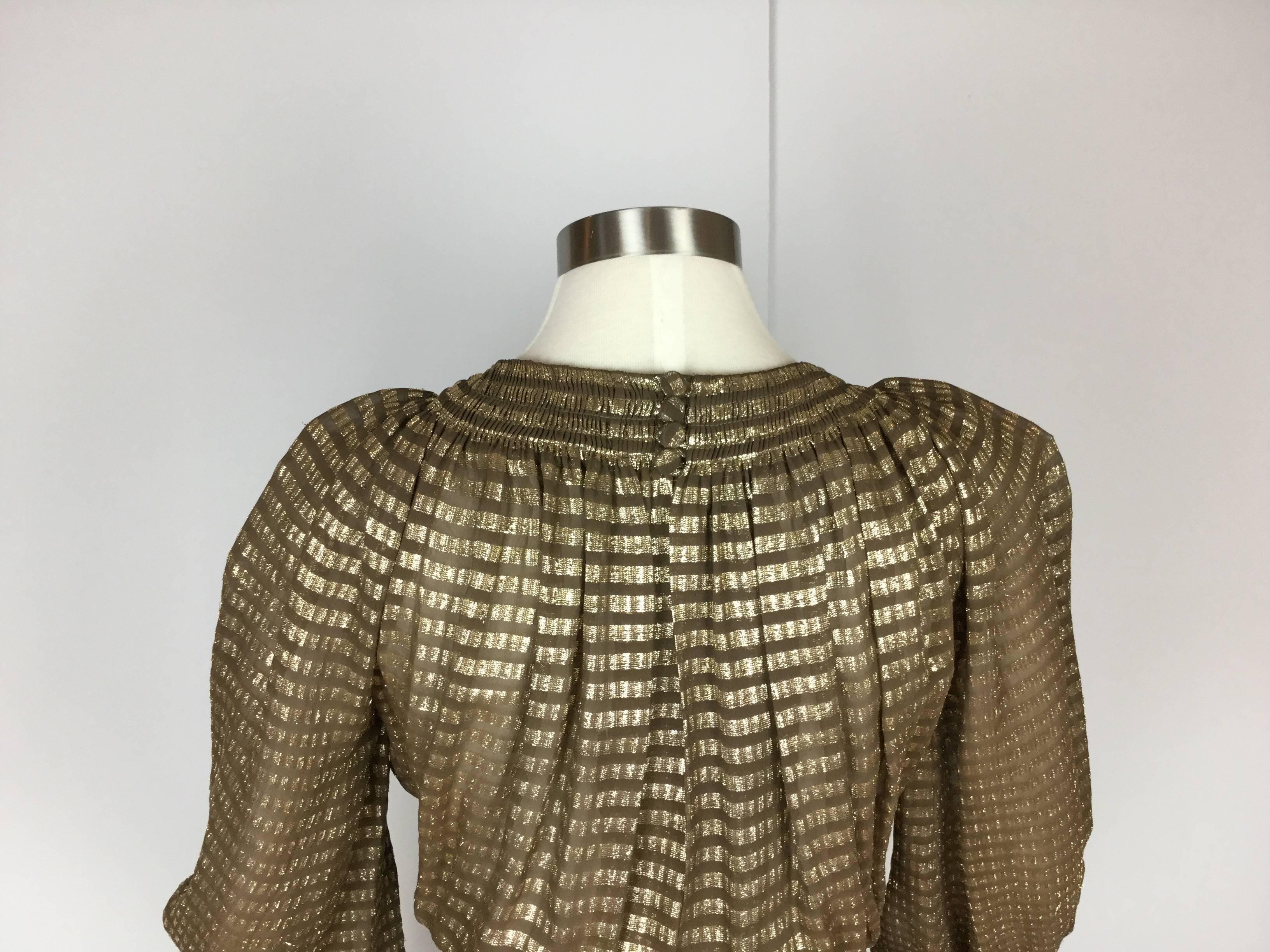 Halston IV Metallic Silk Gown.  1970's. 1
