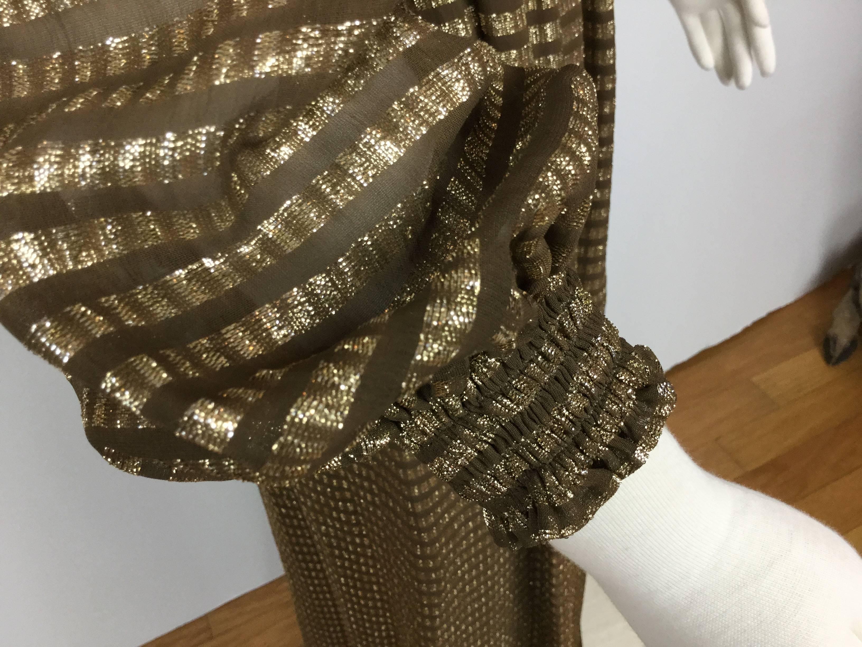 Halston IV Metallic Silk Gown.  1970's. 2