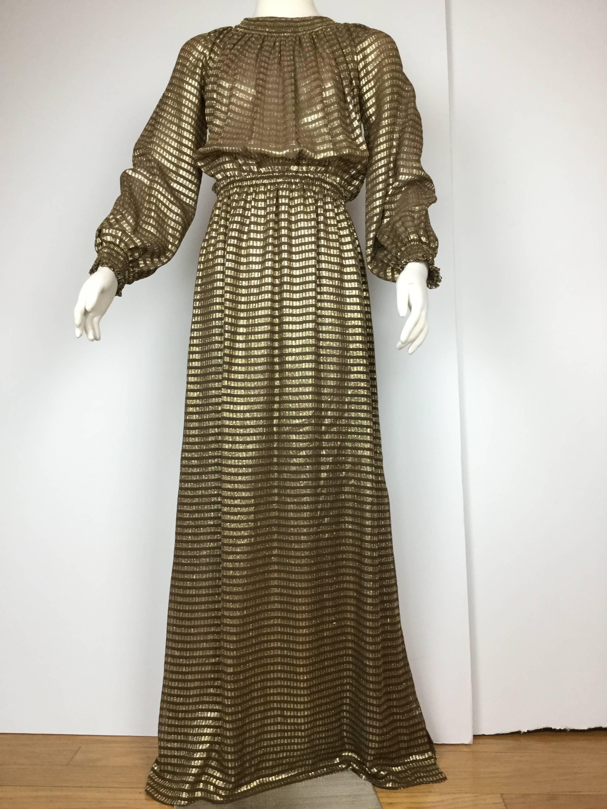 Halston IV Metallic Silk Gown.  1970's. 5