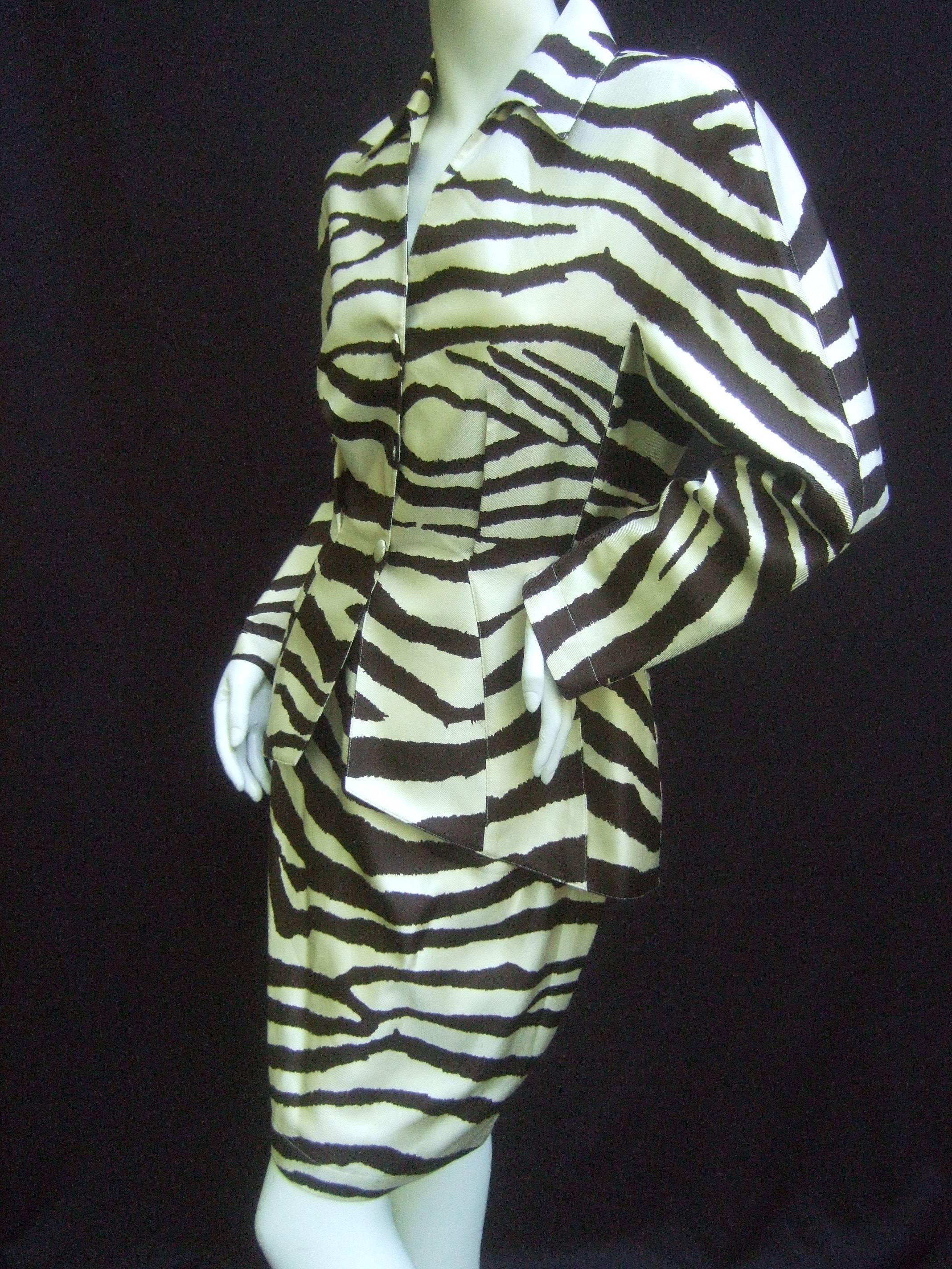 Black Thierry Mugler Animal Print Silk Suit. 1990's.