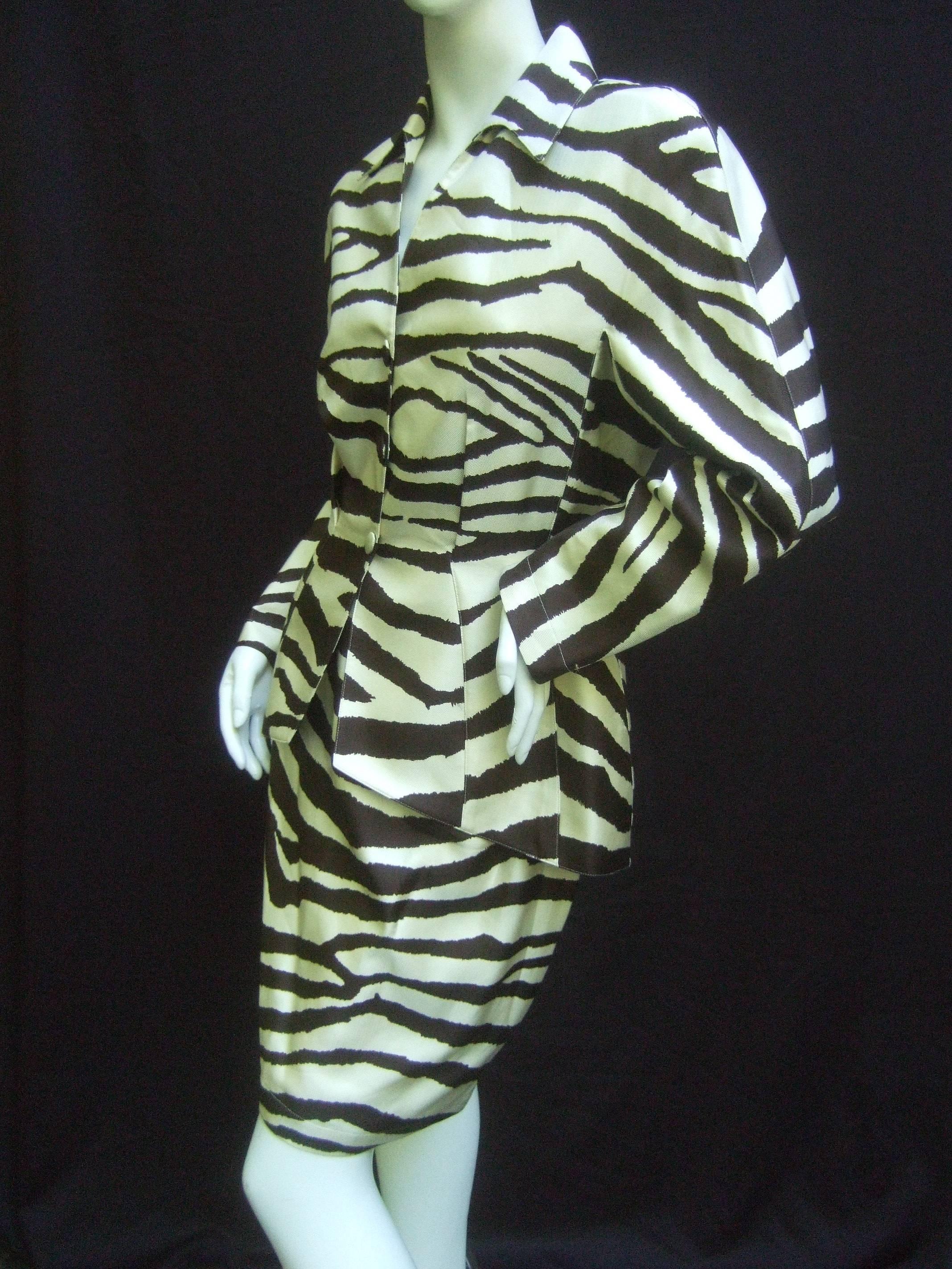 Thierry Mugler Animal Print Silk Suit. 1990's. 2