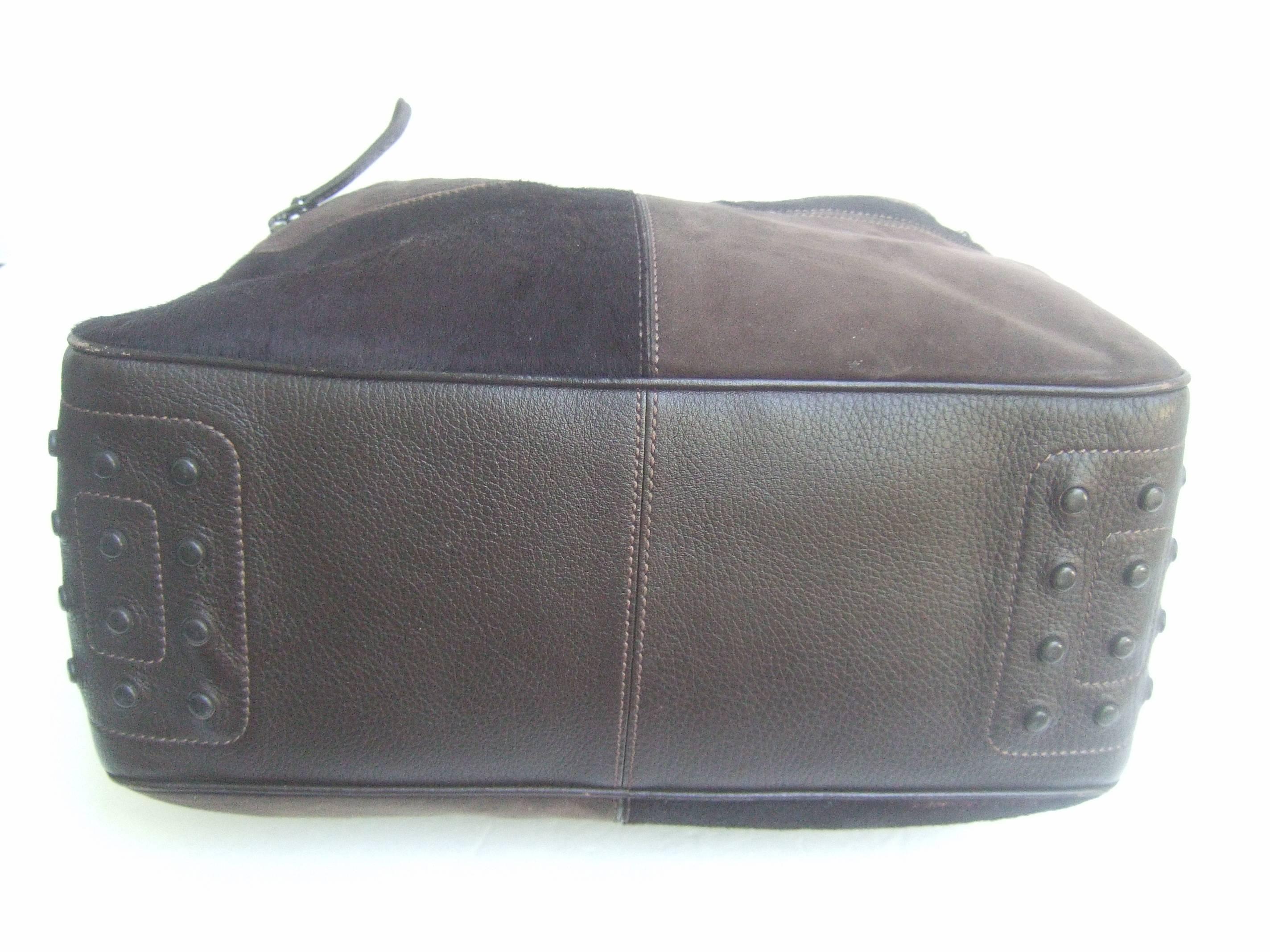 Tod's Chocolate Brown Leather Pony Hair Handbag  3