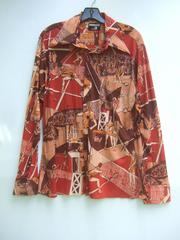 Men's Mod 1970s Polyester Tennis Theme Shirt