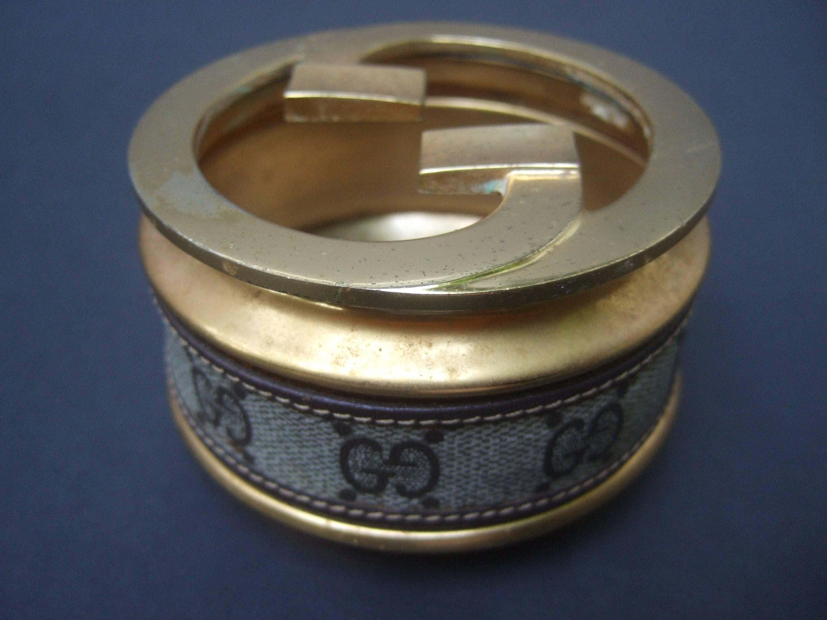 Gucci Sleek Gilt Metal G.G. Intial Ash Tray c 1970s In Good Condition In University City, MO