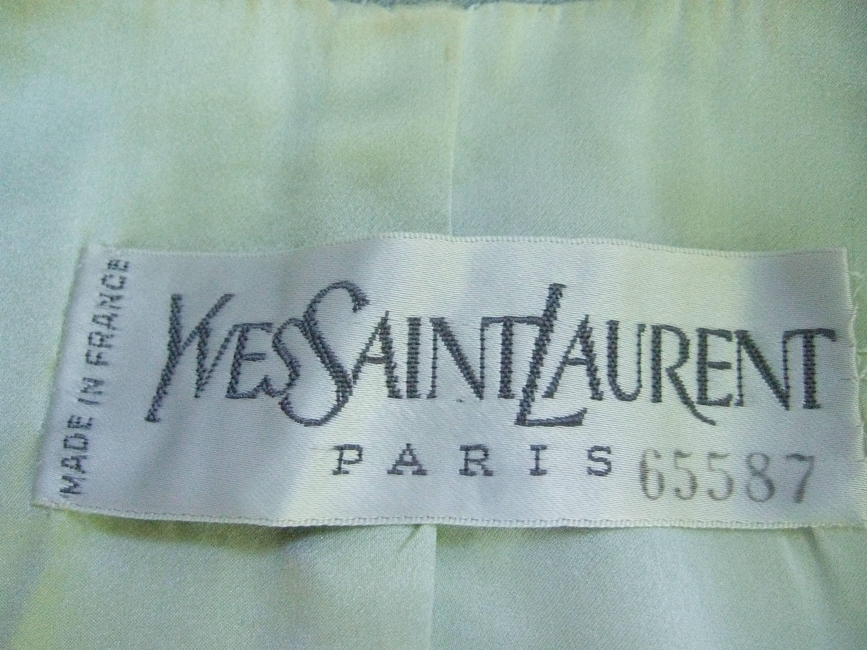 Yves Saint Laurent Couture Sage Green Suit. 1980's Power Dressing. For Sale 2
