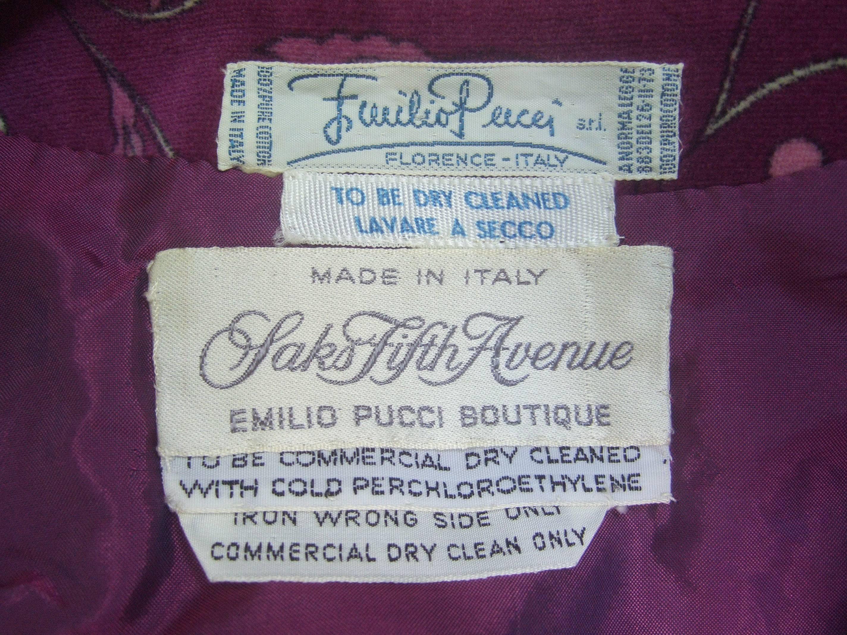 Emilio Pucci Purple Floral Silk & Velvet Ensemble c 1970 For Sale 5