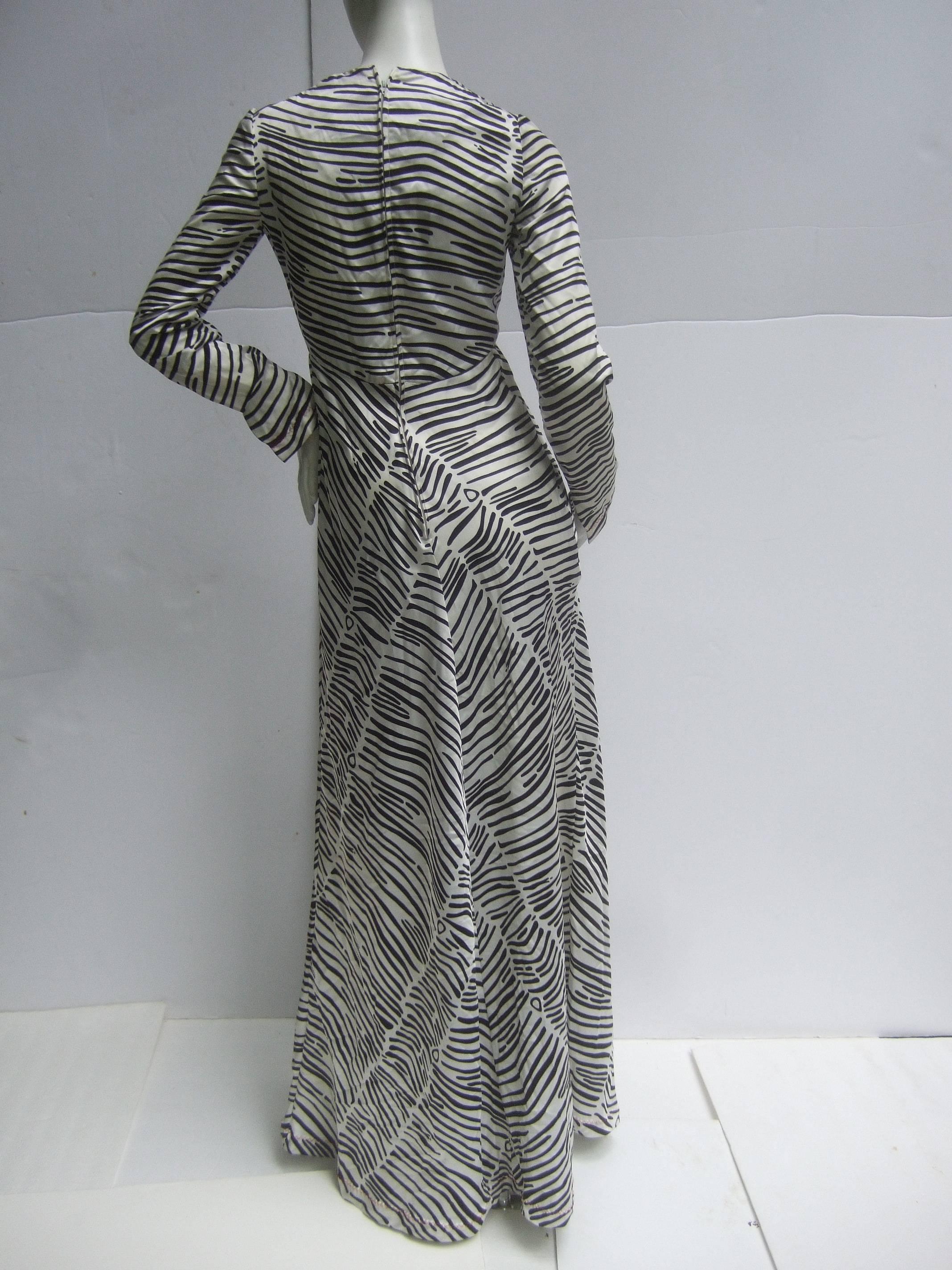 Gray Fabulous Stephen Burrows Silk Gown. 1970's. Georgio of Beverly Hills.