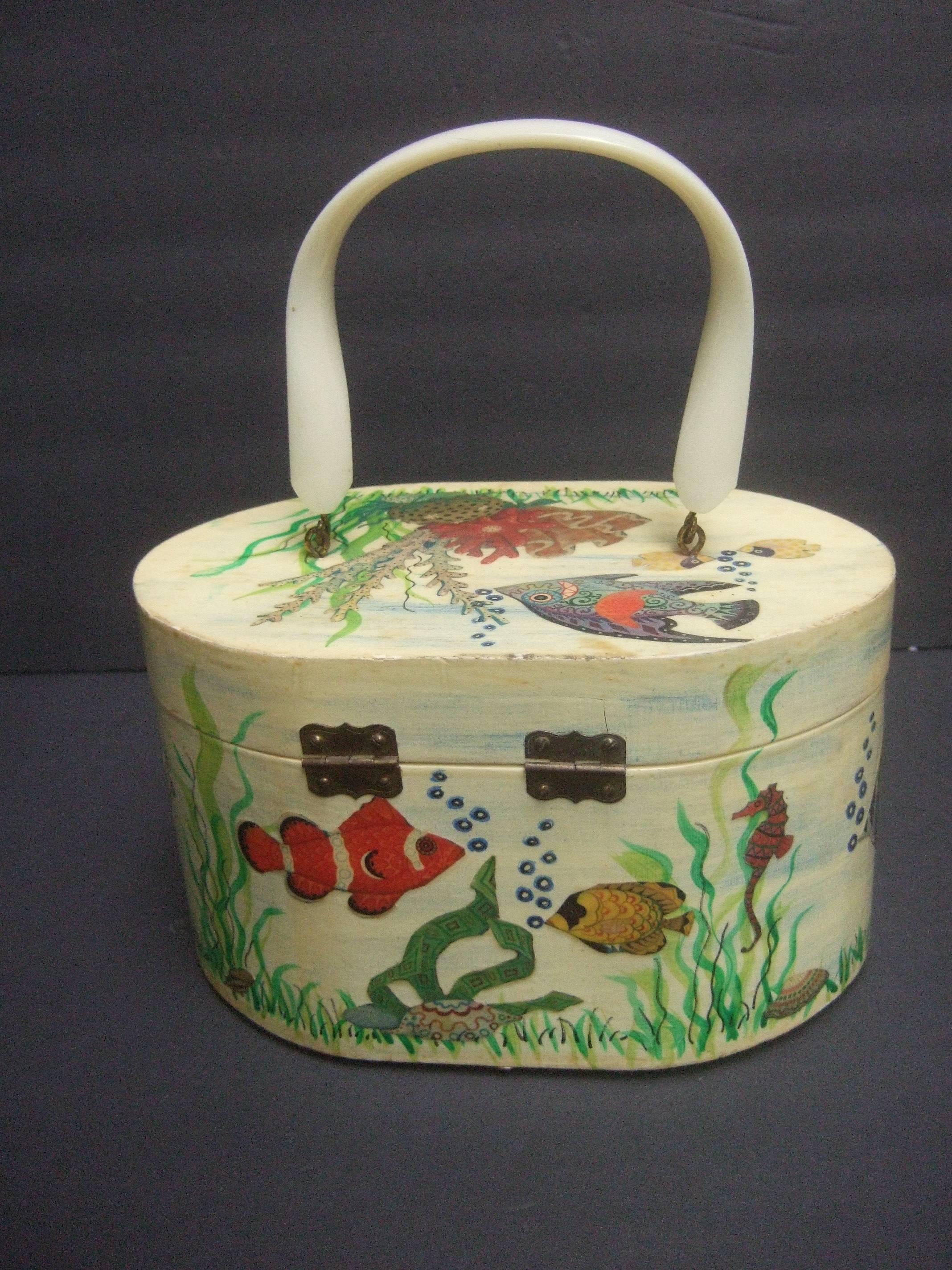 Women's Whimsical Sea Life Decoupage Box Purse by Billie Ross of Palm Beach  For Sale