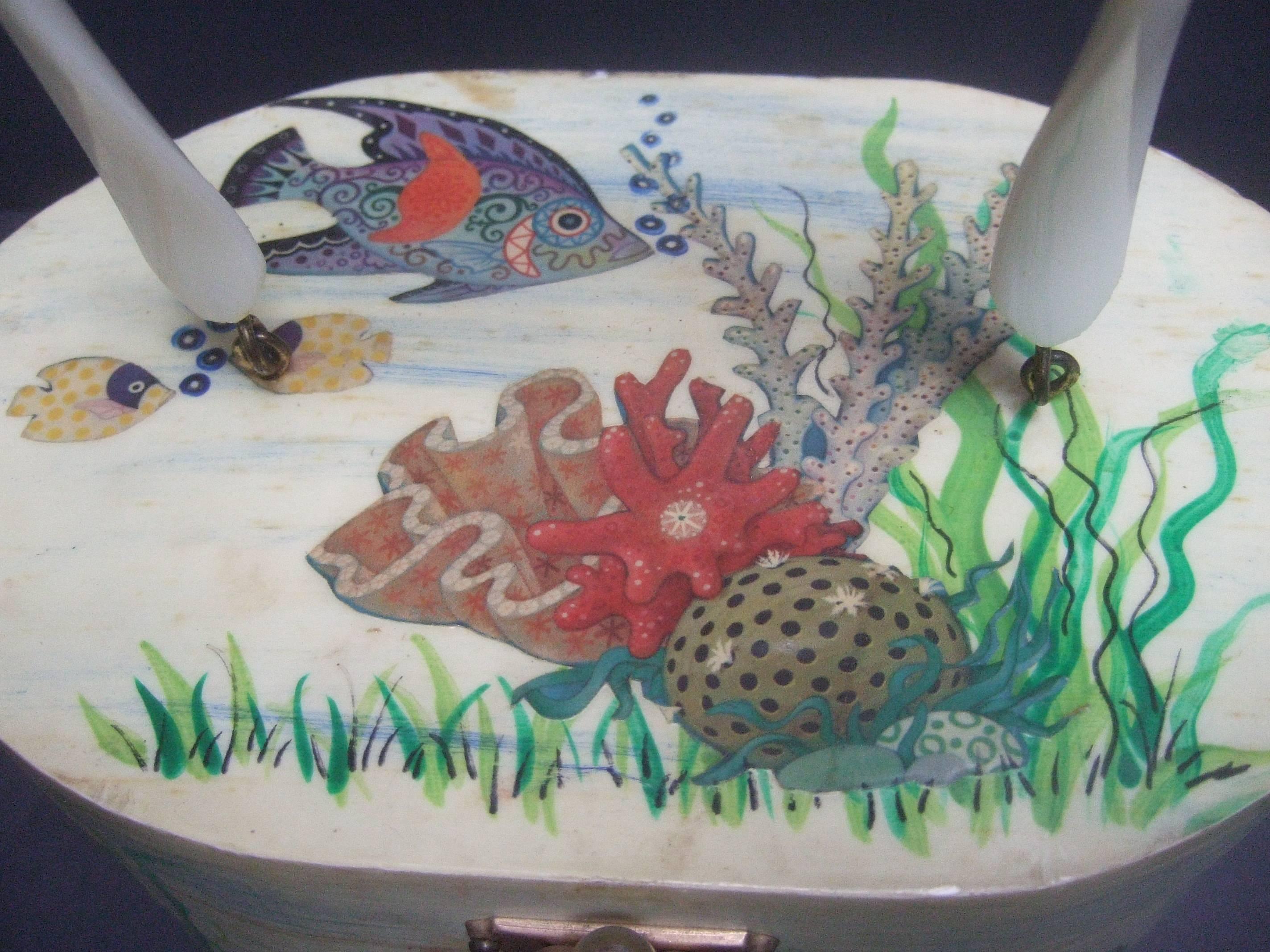 Beige Whimsical Sea Life Decoupage Box Purse by Billie Ross of Palm Beach  For Sale