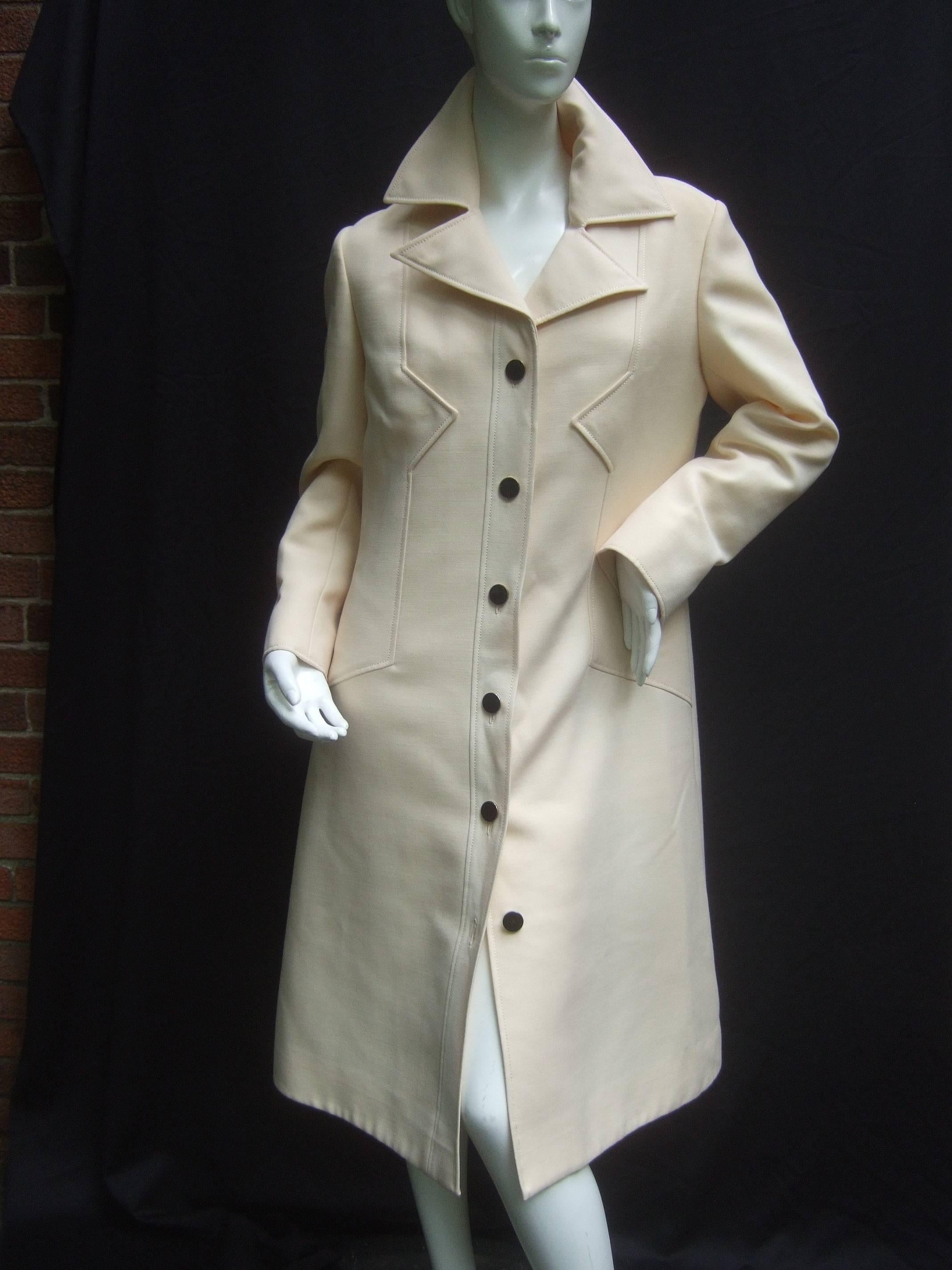 Gray Pierre Cardin Creme Wool Car Coat. 1960's.