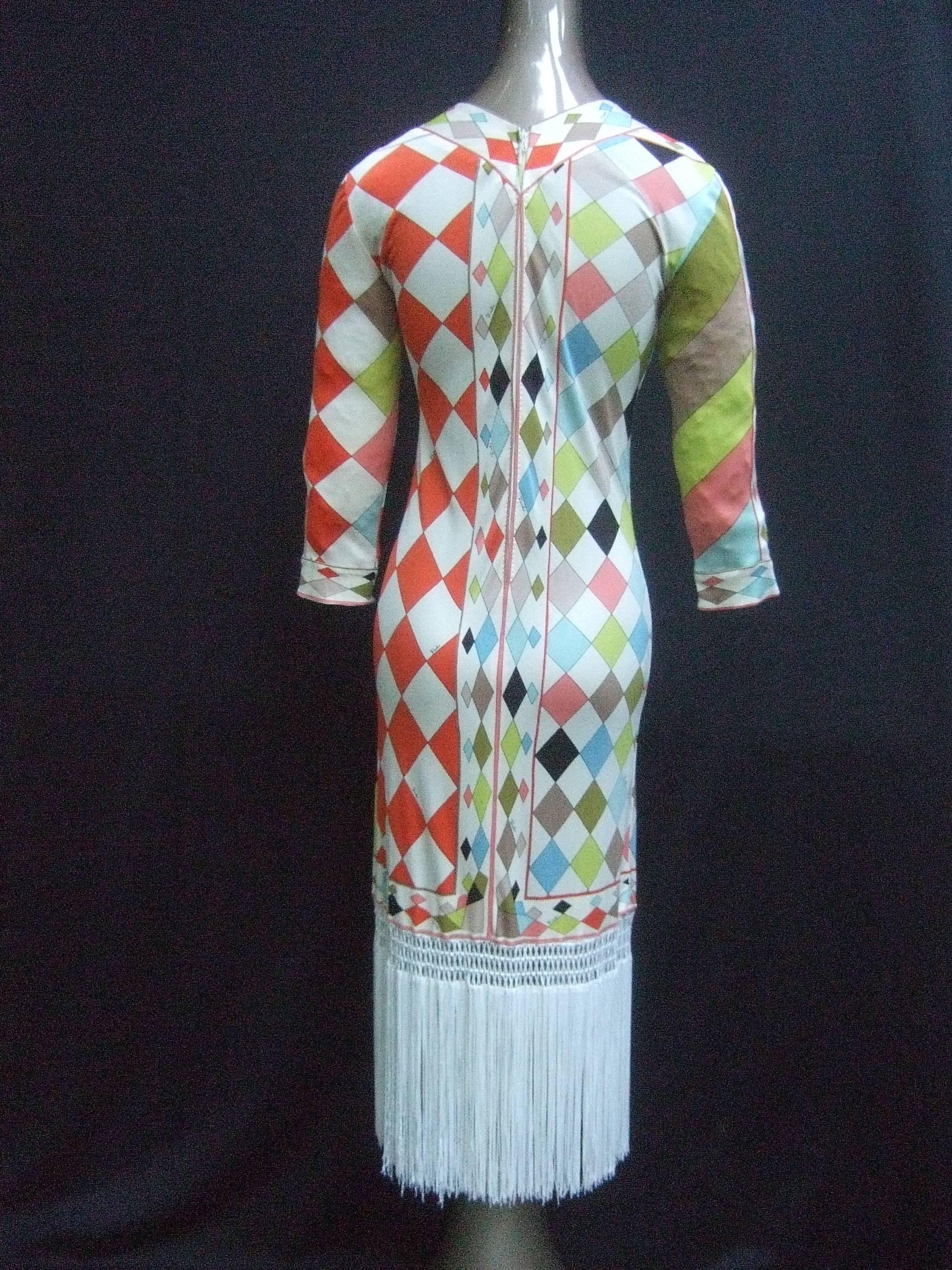 Flapper Style Fringed Pucci Dress and Scarf.  1960's. 3