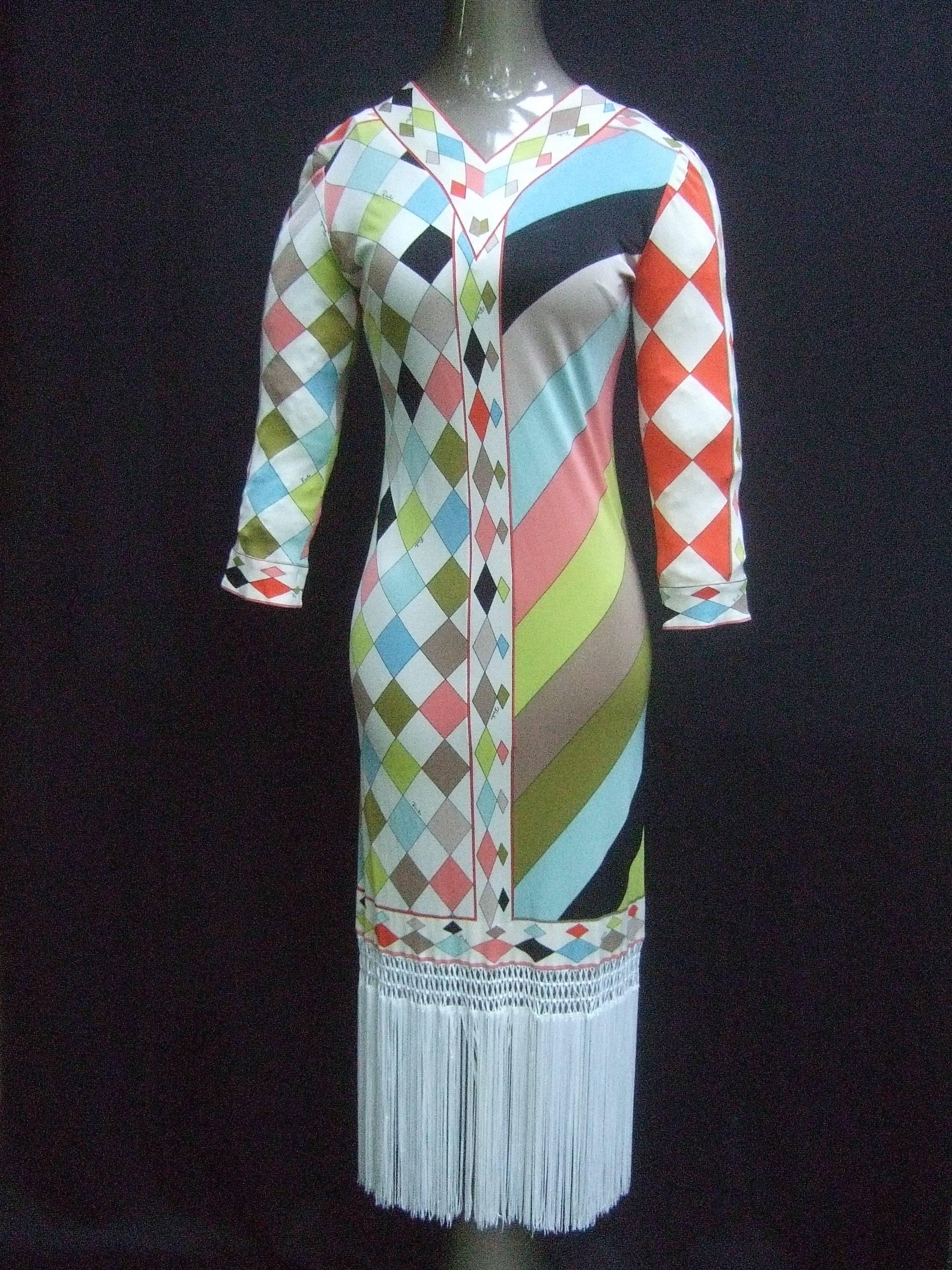 Flapper Style Fringed Pucci Dress and Scarf.  1960's. 1