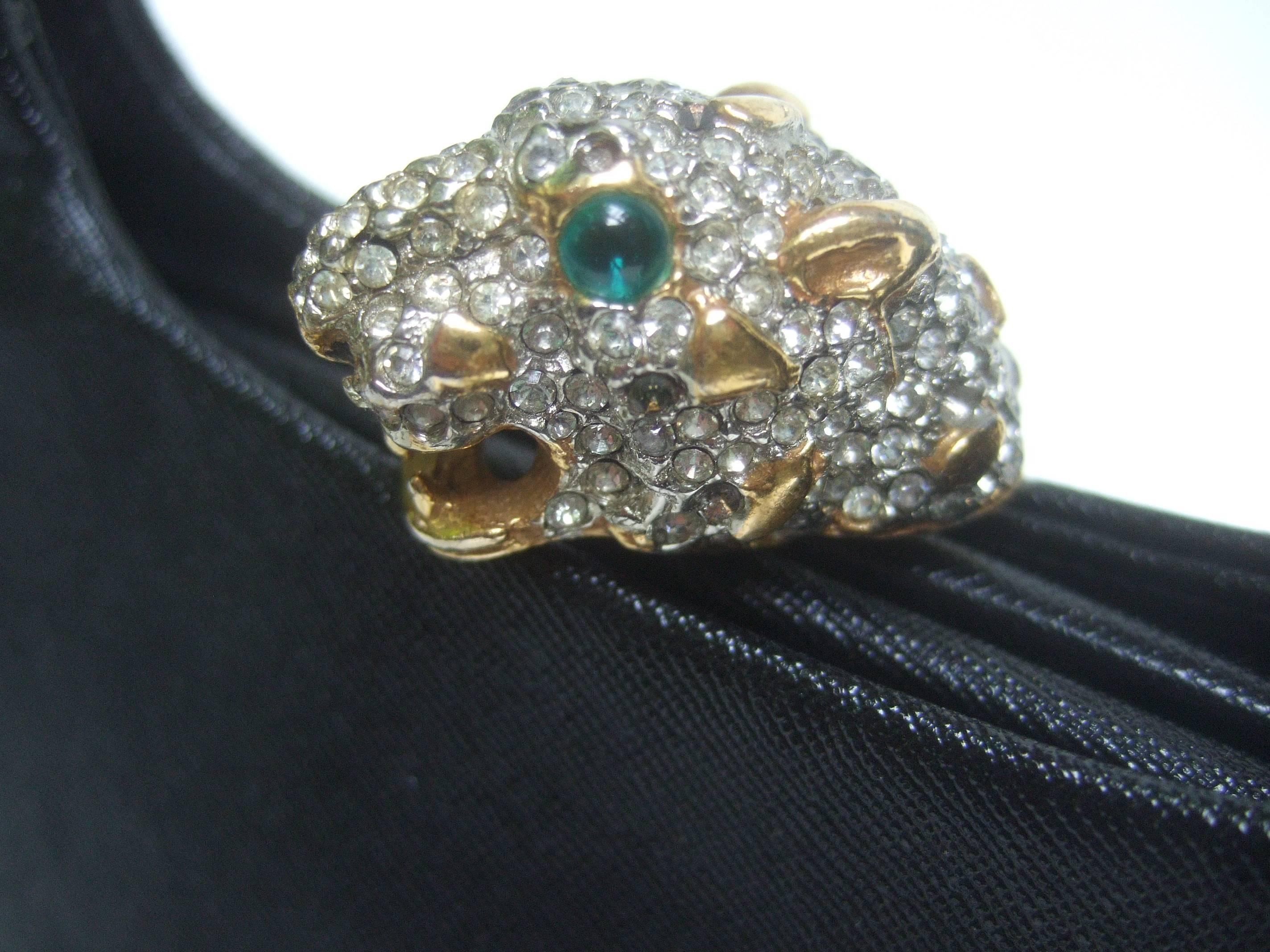 Black Exquisite Kenneth Lane Jeweled Jaguar Clasp Evening Bag for Rosenfeld 