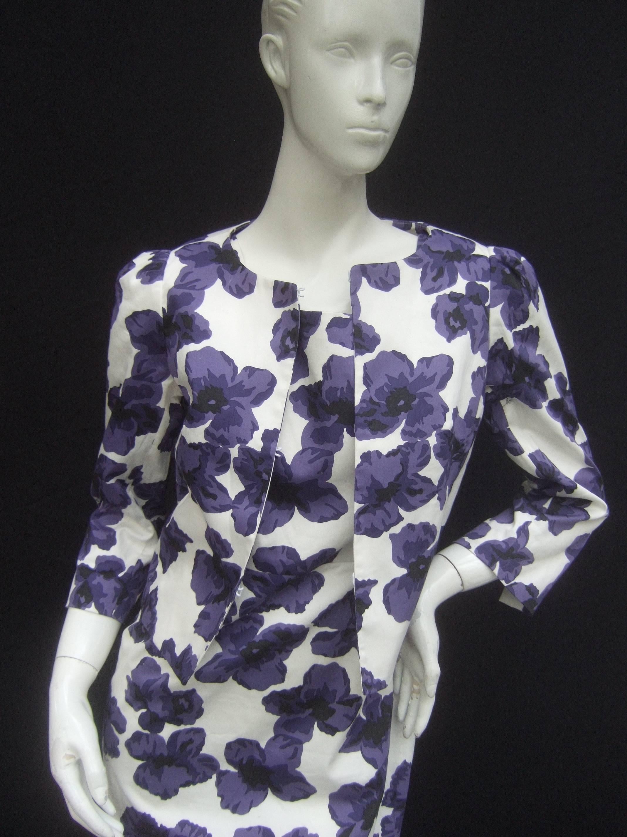Women's Milly New York Crisp Cotton Floral Jacket / Dress Ensemble 