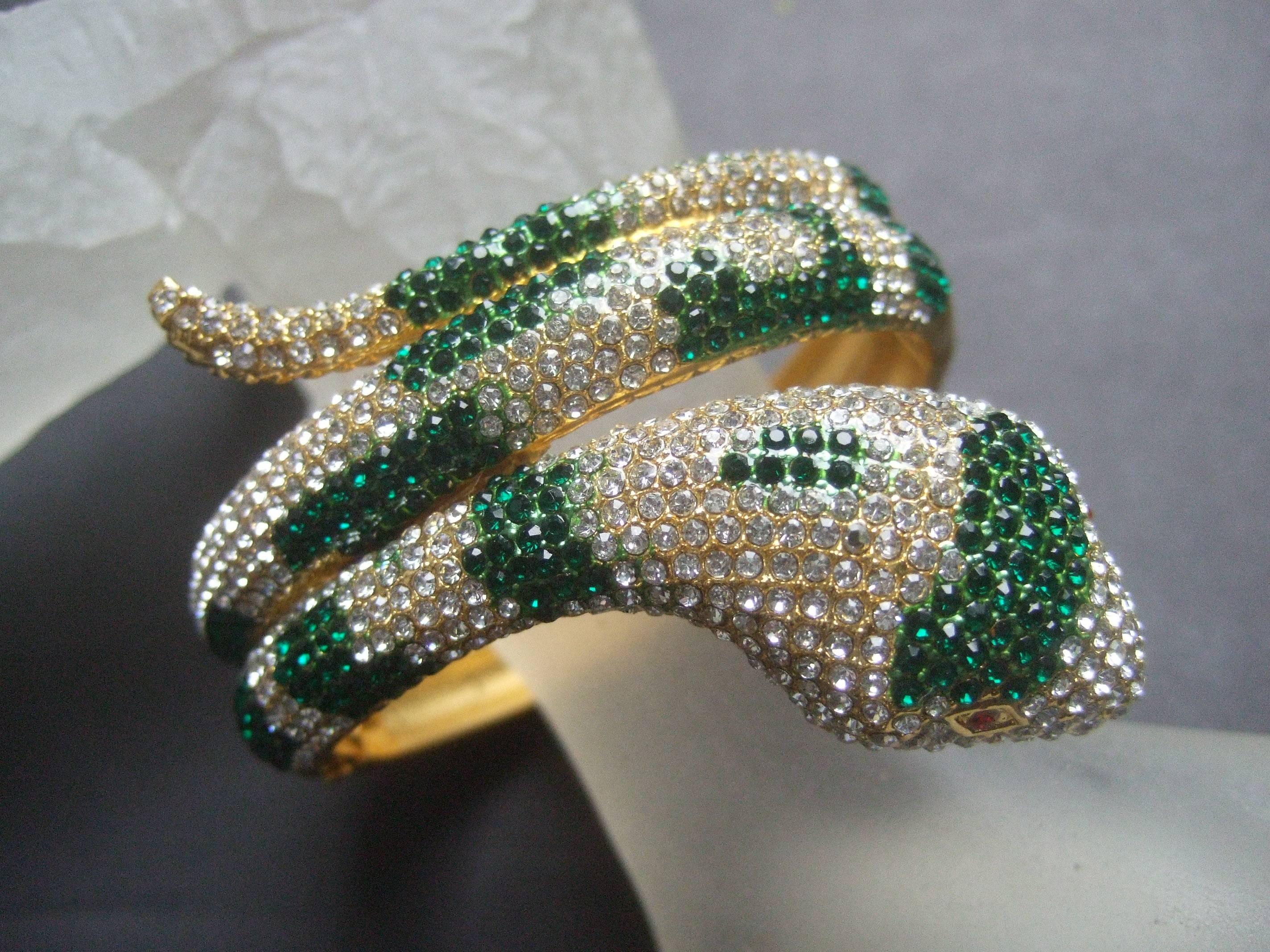 Women's Glittering Crystal Hinged Serpent Bracelet 