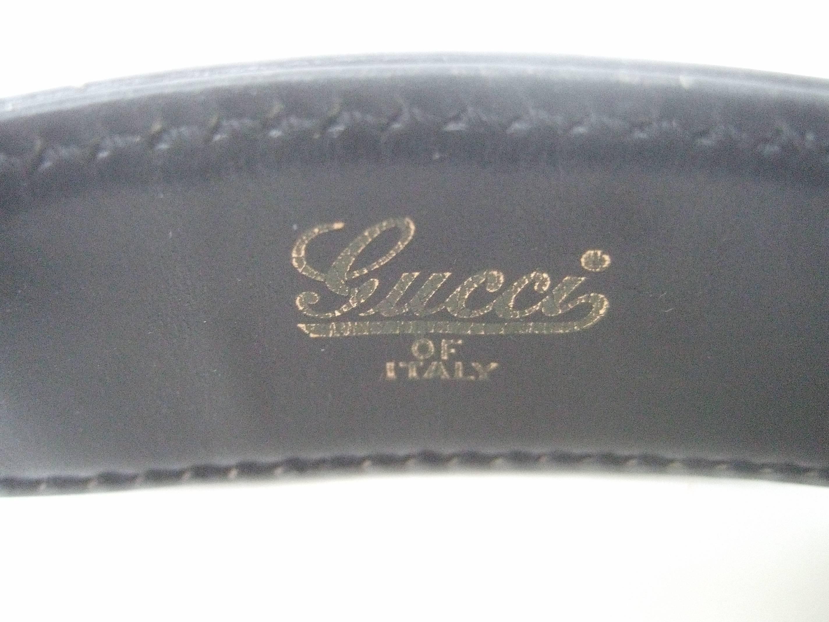 Gucci Italy Iconic Ebony Leather Jackie O Piston Handbag c 1970s 3