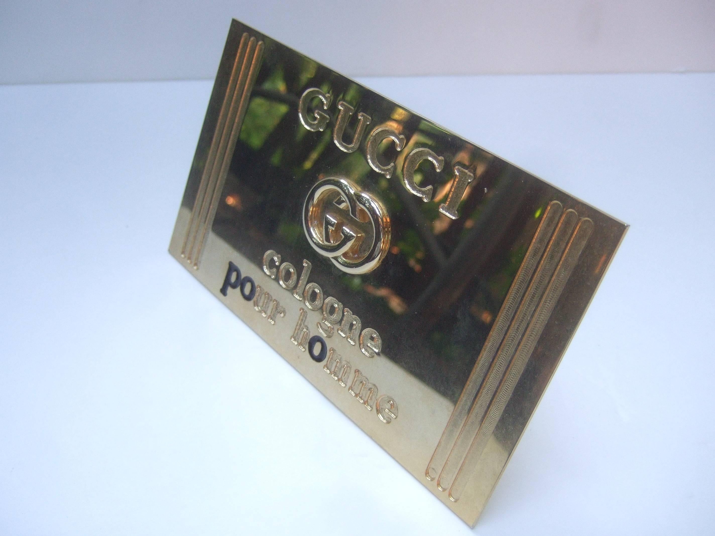 Gucci Italy Brass Metal Display Sign c 1980s In Excellent Condition In University City, MO