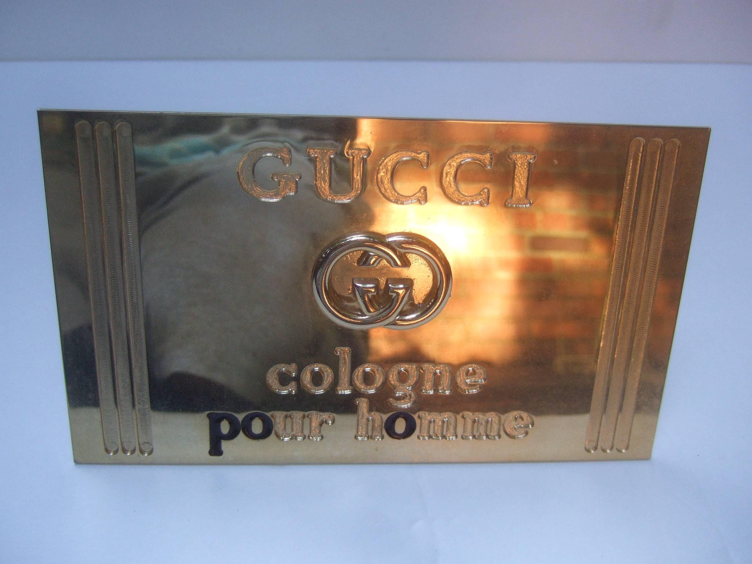 Men's Gucci Italy Brass Metal Display Sign c 1980s