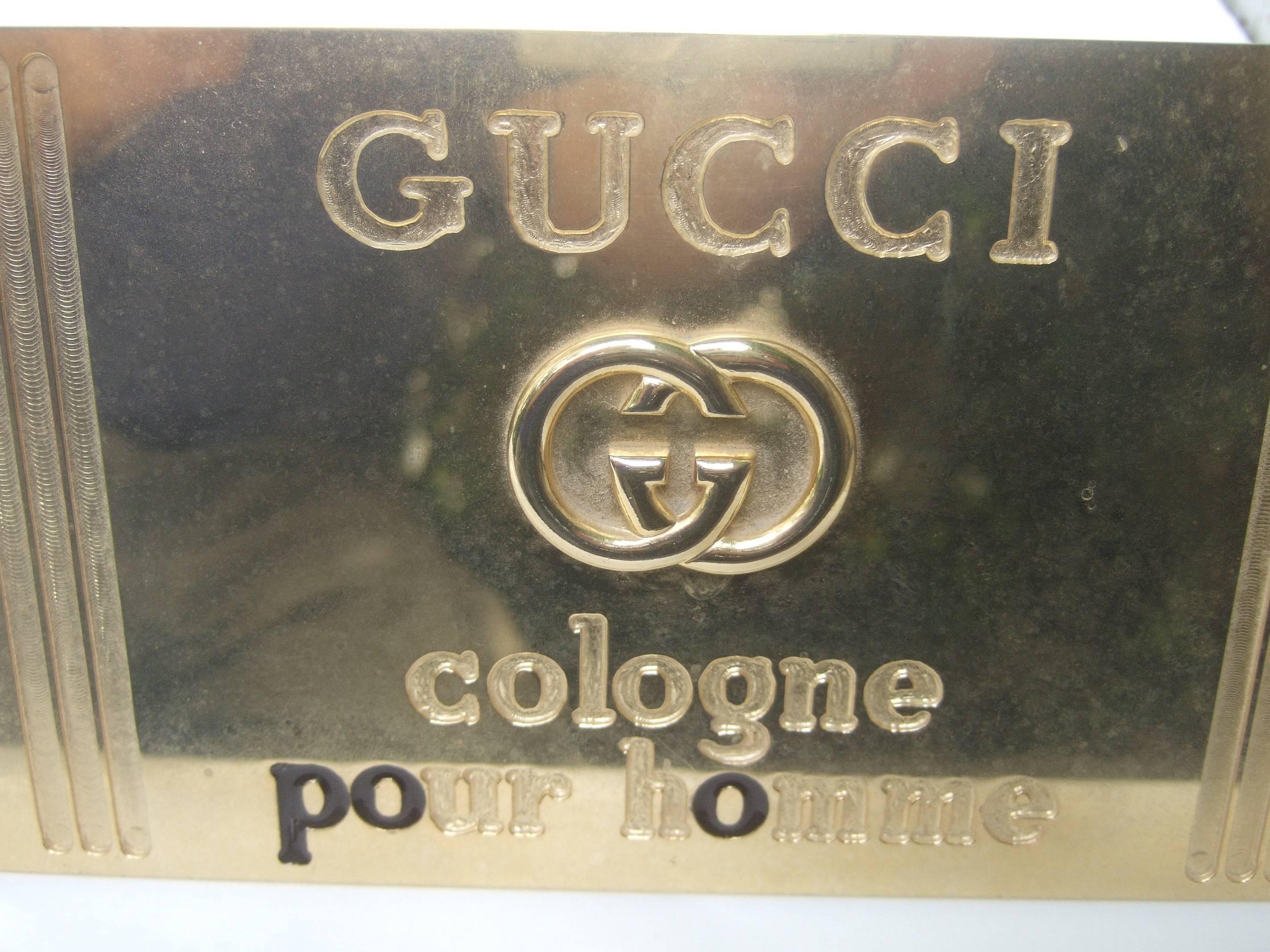 Gray Gucci Italy Brass Metal Display Sign c 1980s
