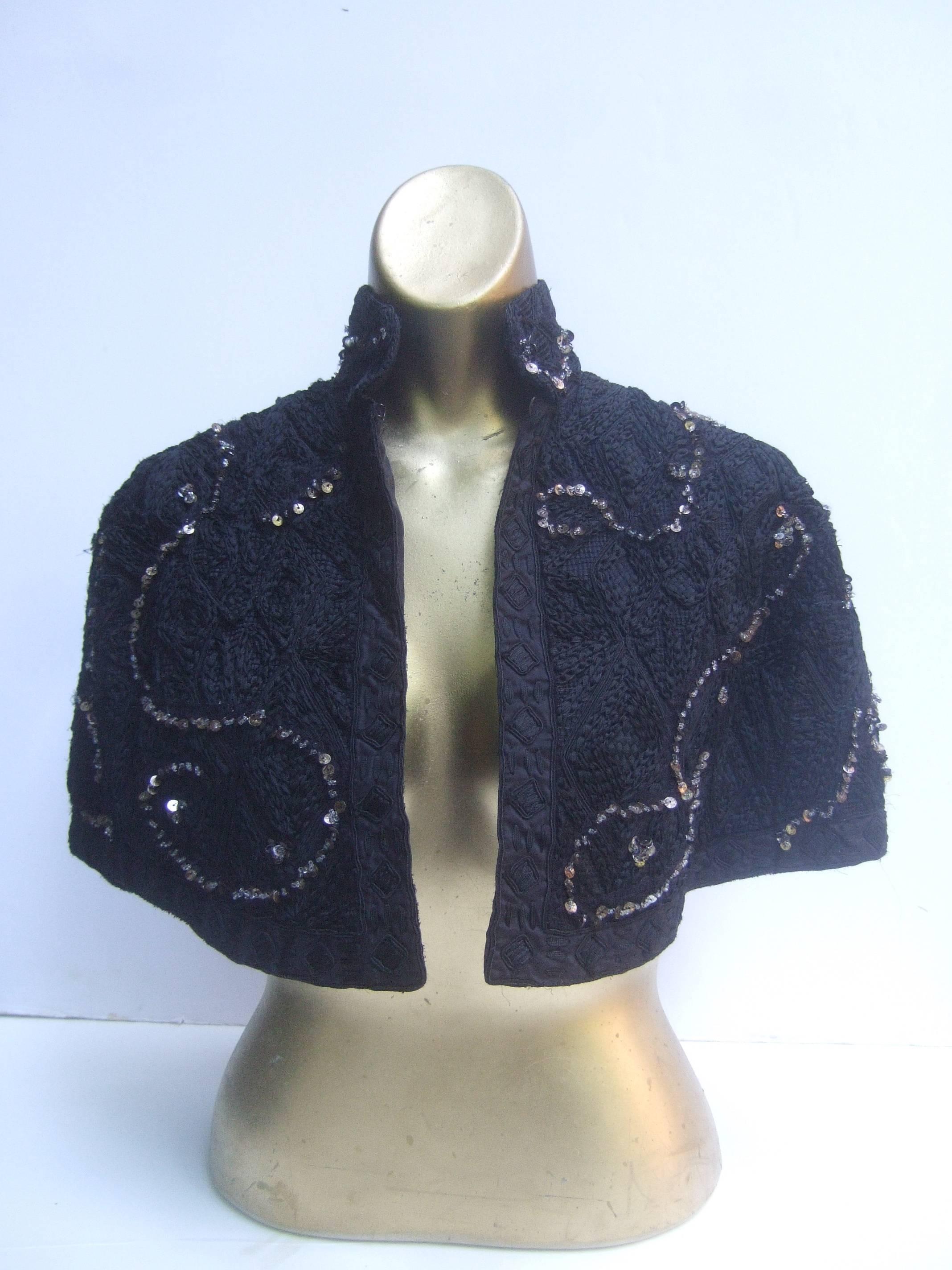 Ralph Lauren Collection Embroidered Black Silk Sequined Capelet Shrug 2