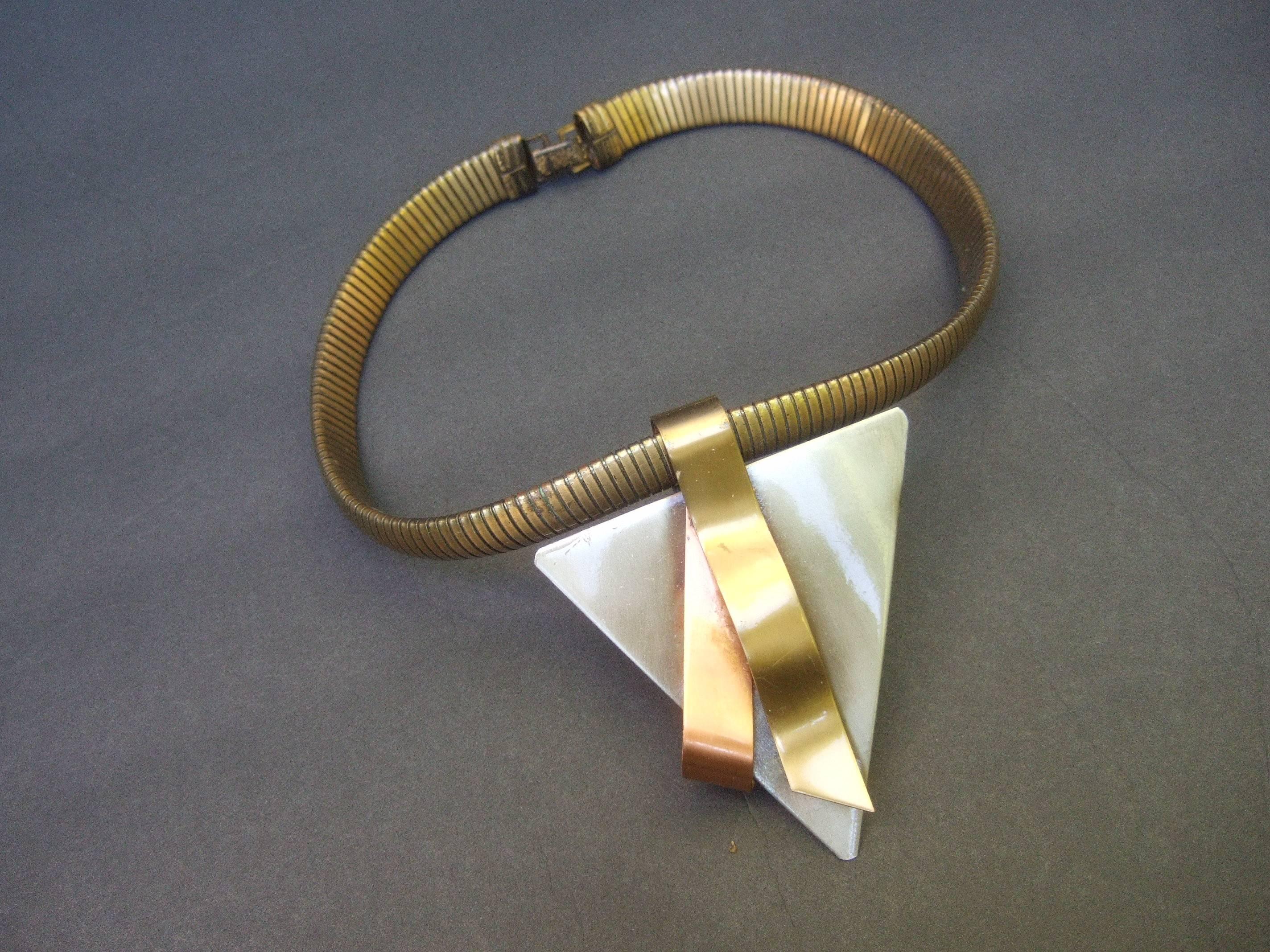 Women's Brutalist Mixed Metal Industrial Choker Necklace c 1990s For Sale