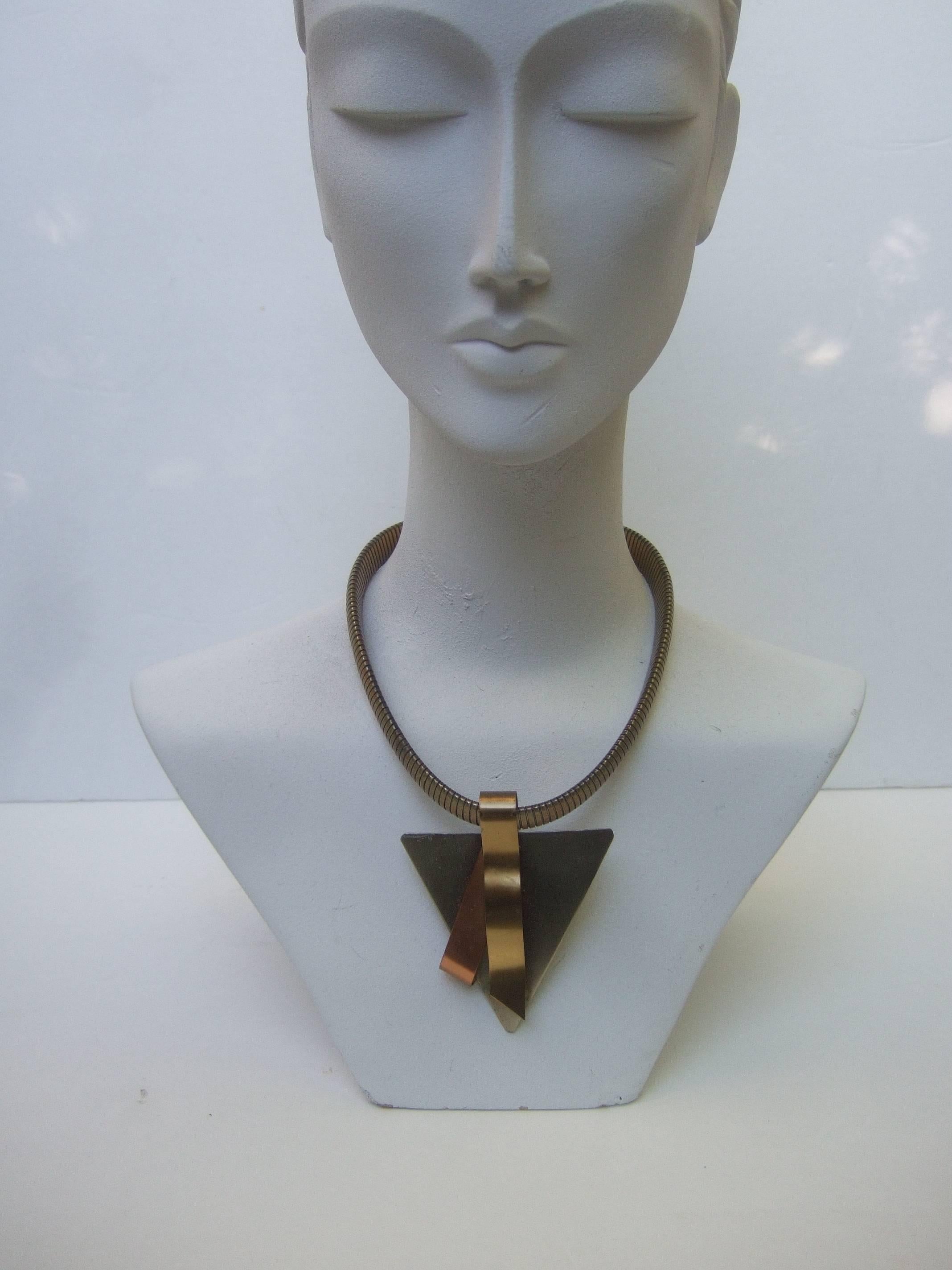 Brutalist Mixed Metal Industrial Choker Necklace c 1990s For Sale 3