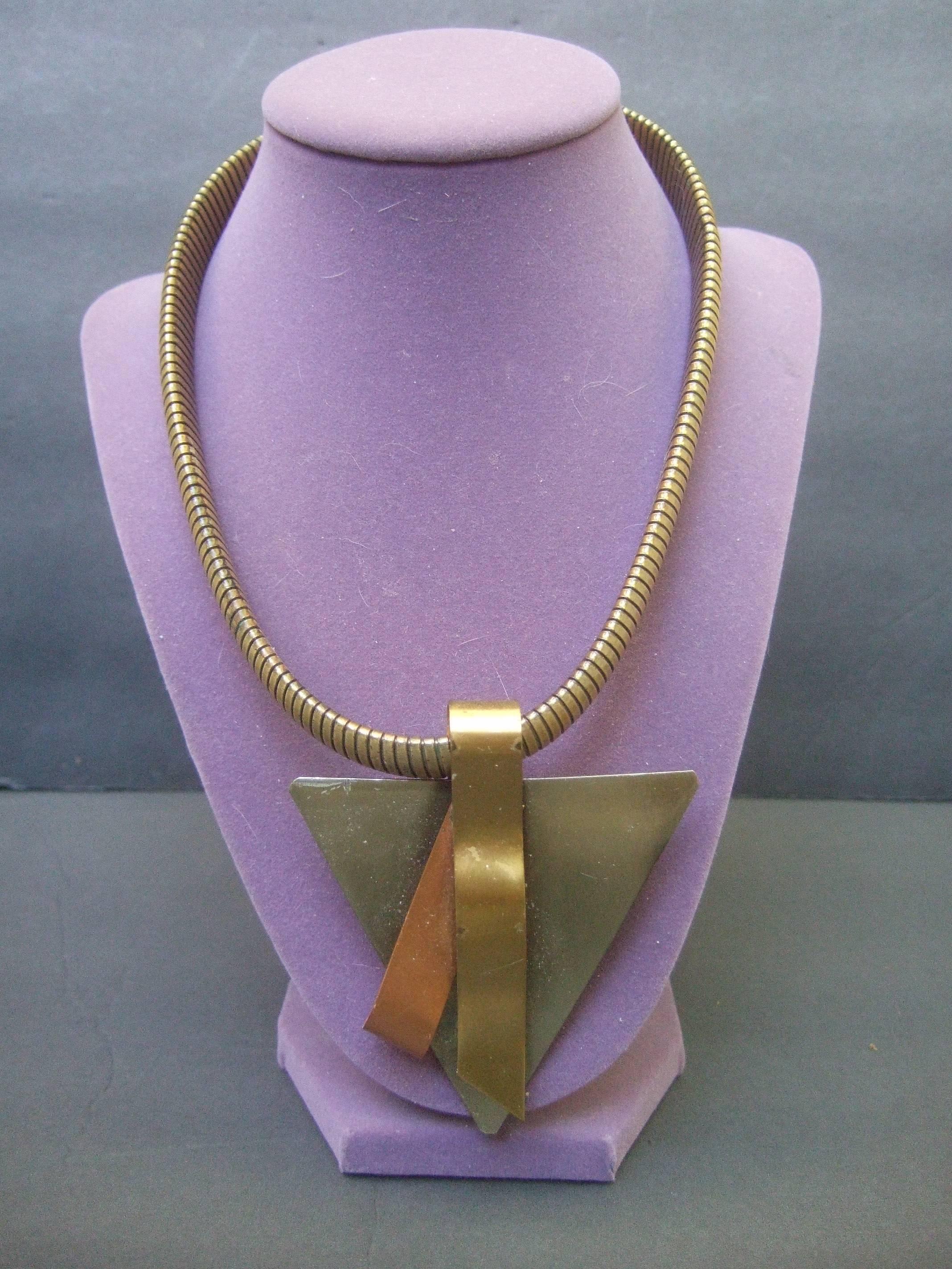Brutalist Mixed Metal Industrial Choker Necklace c 1990s In Excellent Condition For Sale In University City, MO