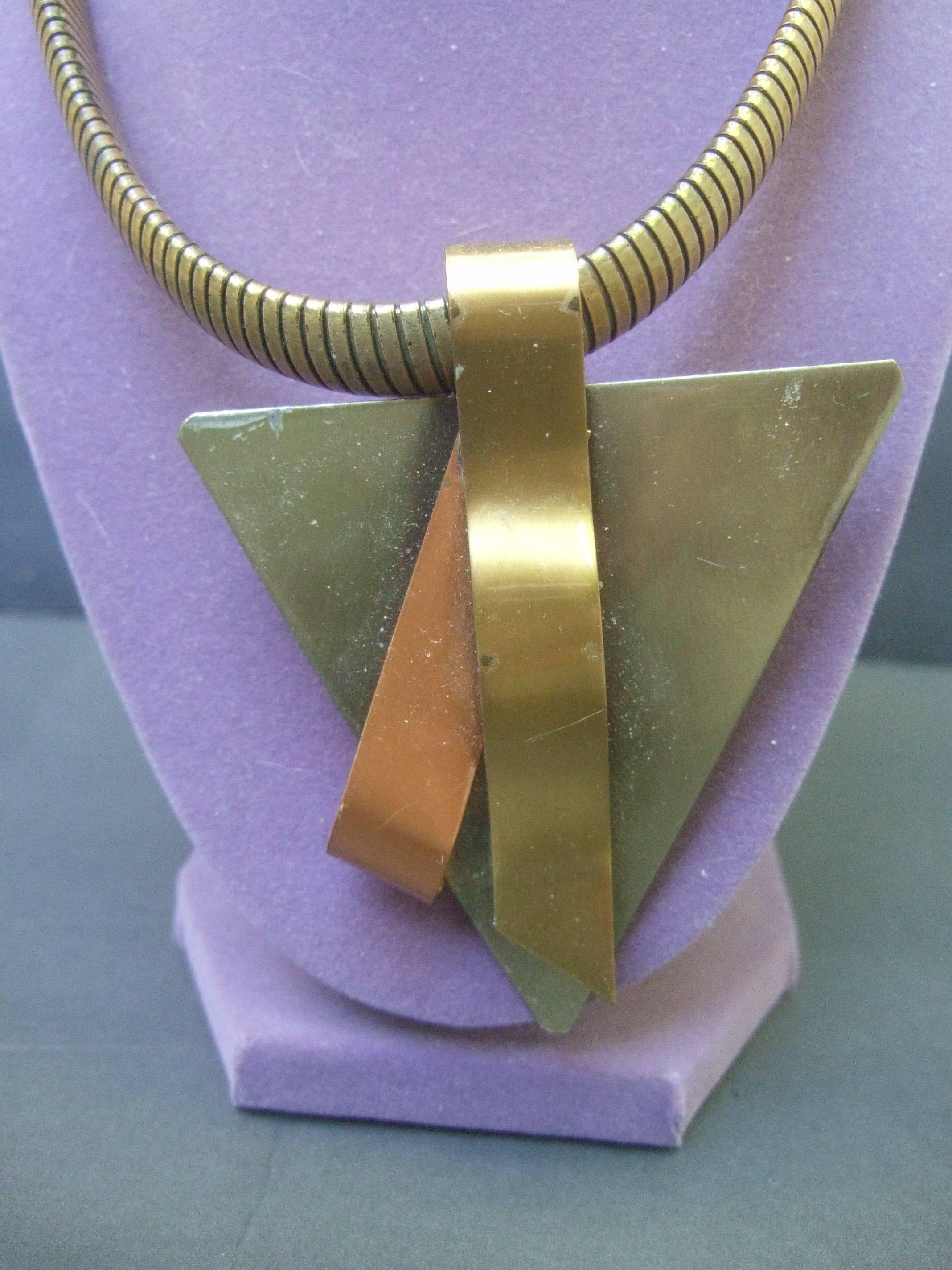 Brutalist Mixed Metal Industrial Choker Necklace c 1990s For Sale 1