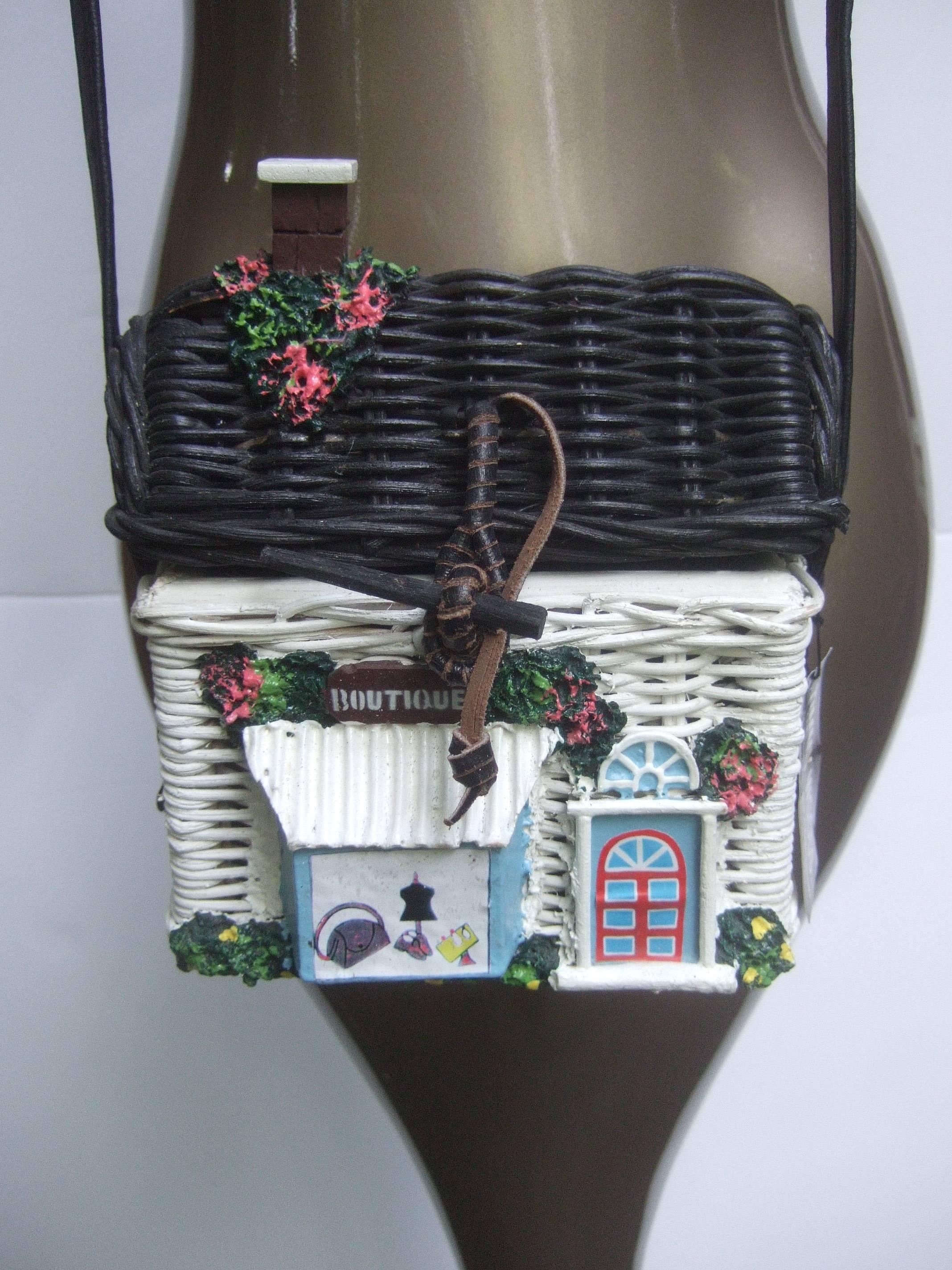 Black Timmy Wood's Beverly Hills Charming Wicker House Purse  For Sale