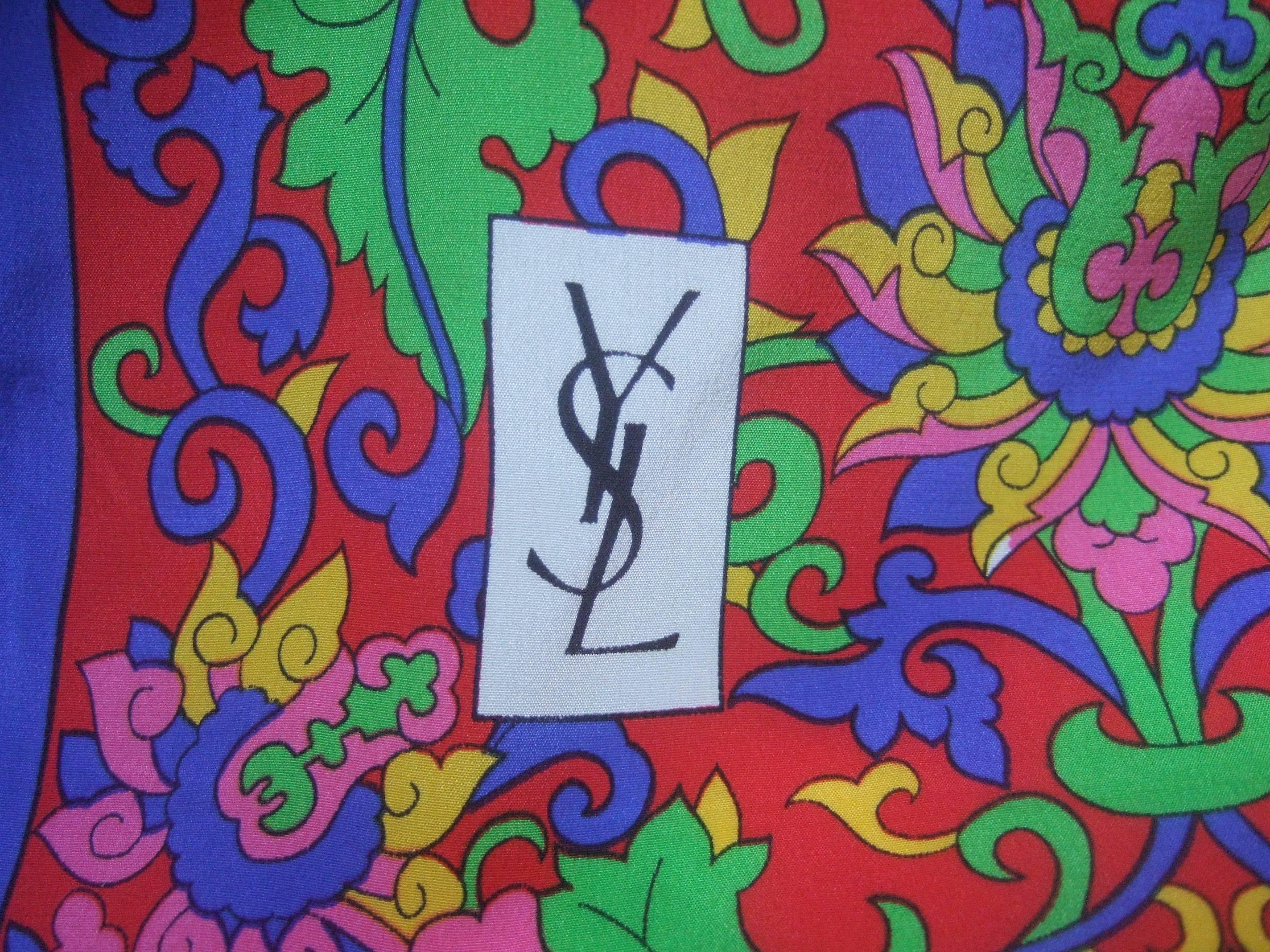 Yves Saint Laurent Silk Oblong Flower Design Scarf  In Good Condition In University City, MO