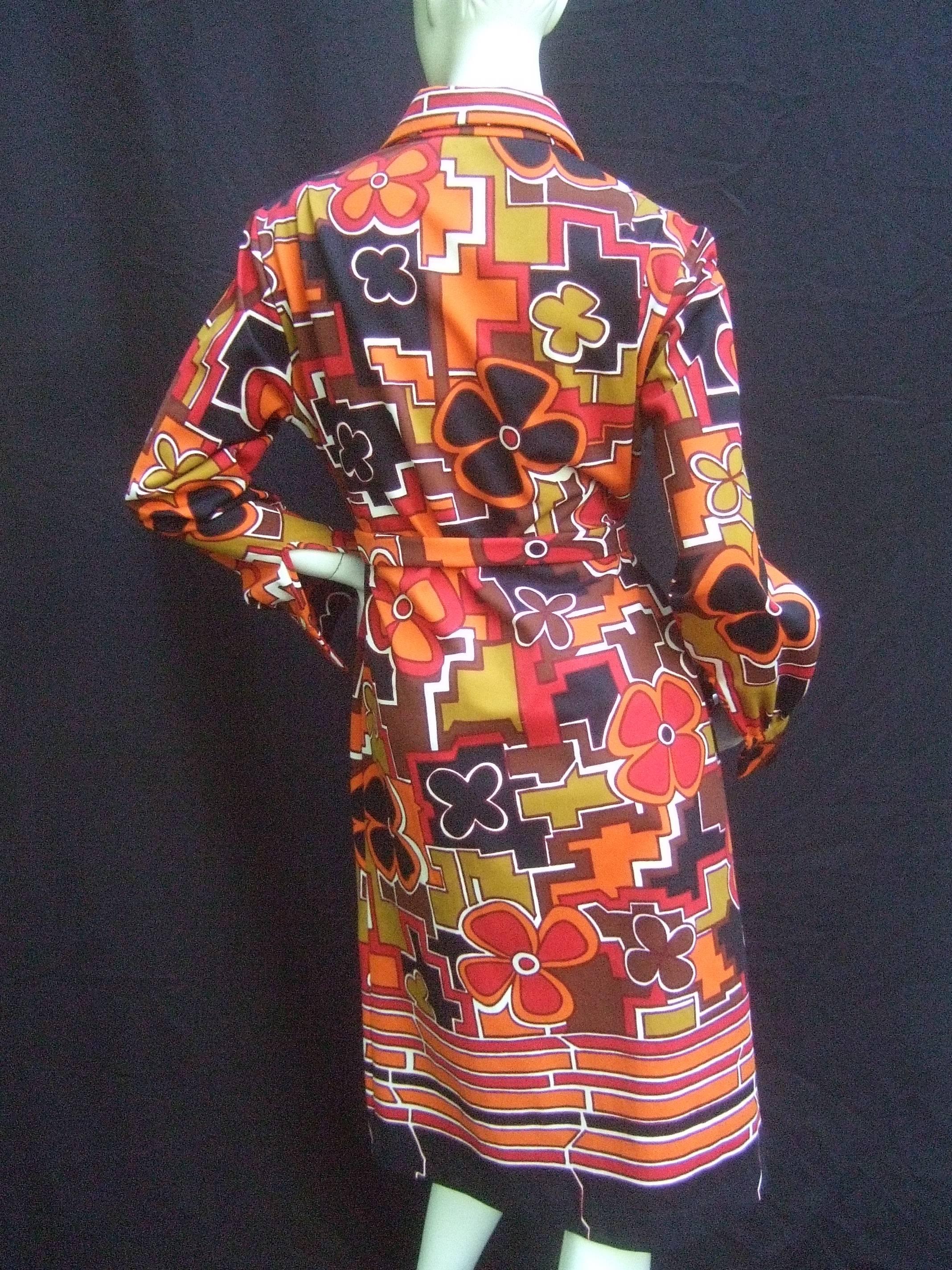 Lanvin Mod Op Art Print Shirt Dress c 1970 1