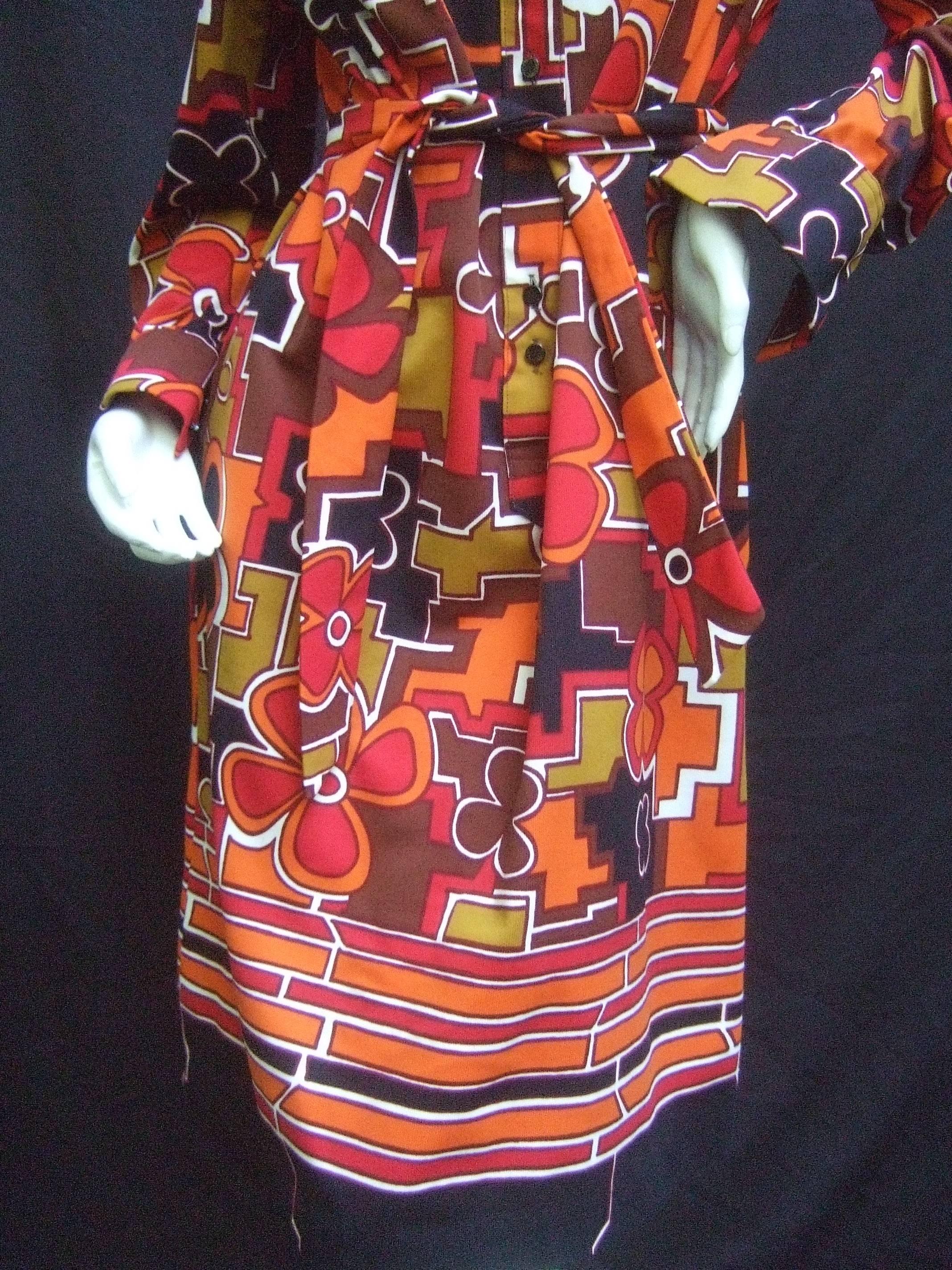 Lanvin Mod Op Art Print Shirt Dress c 1970 3