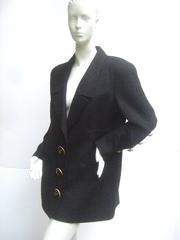 Liliane Romi Couture Paris Black Boucle Wool Jacket c 1990s
