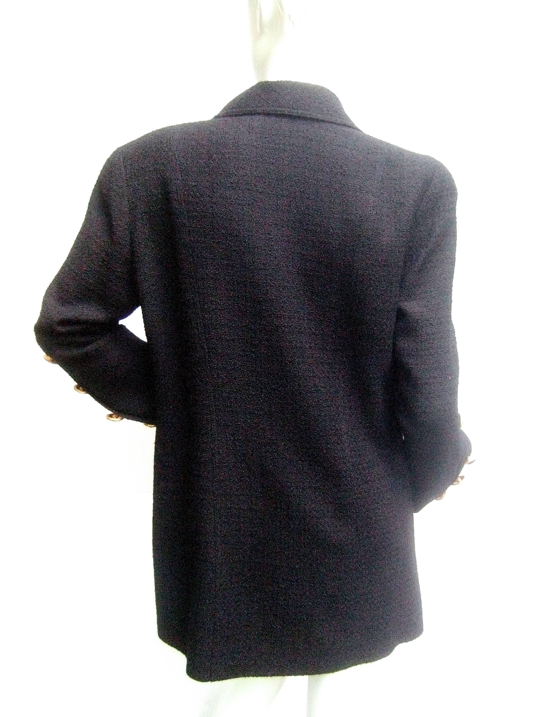 A.I.C. Couture Paris Veste en laine bouclée noire c 1990 en vente 2