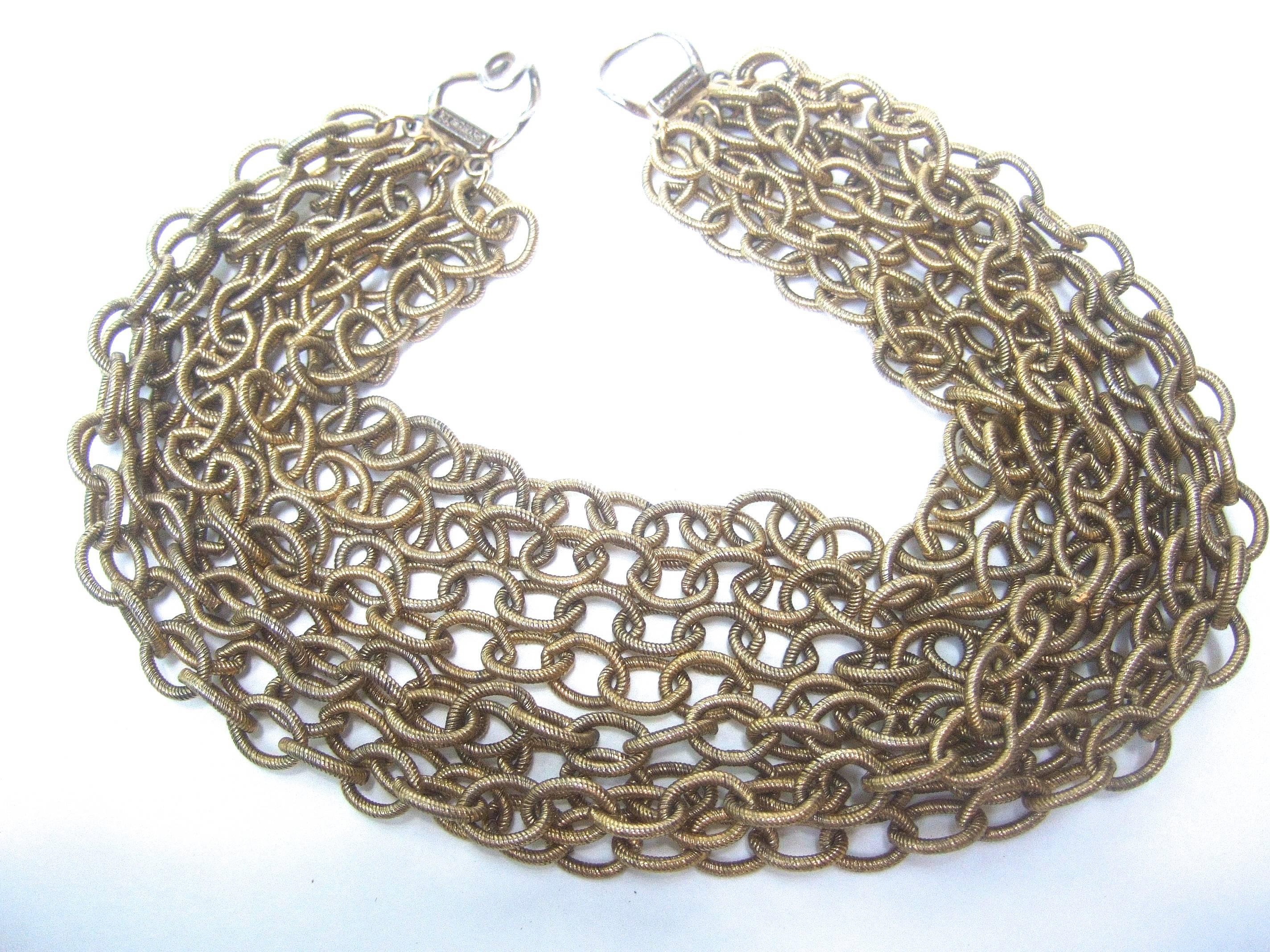 Bold Gilt Choker Chain Necklace Designed by R J Graziano    In Good Condition In University City, MO