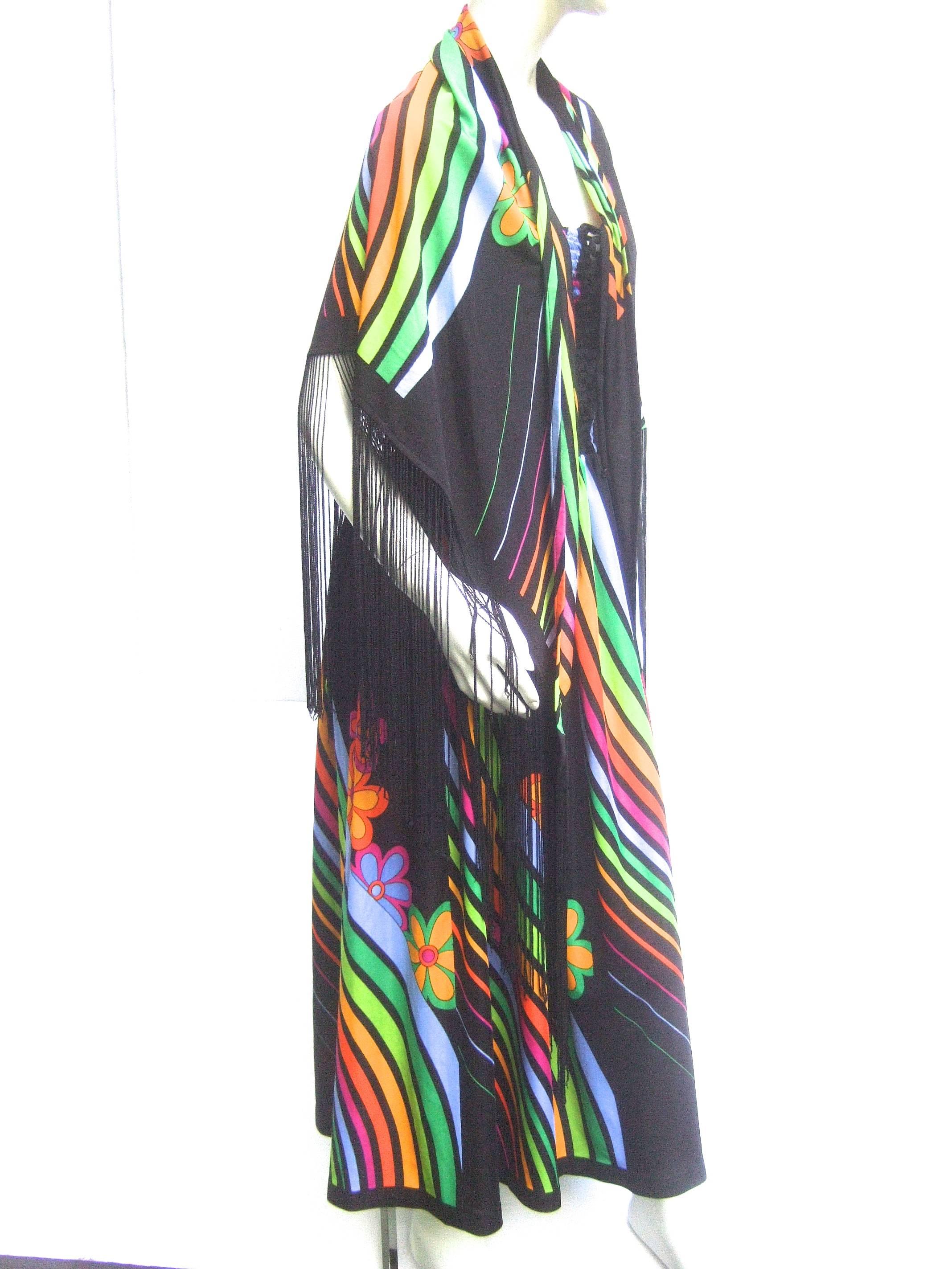 Women's Super Cool 70's Bodice Dress with Fringed Cape. For Sale
