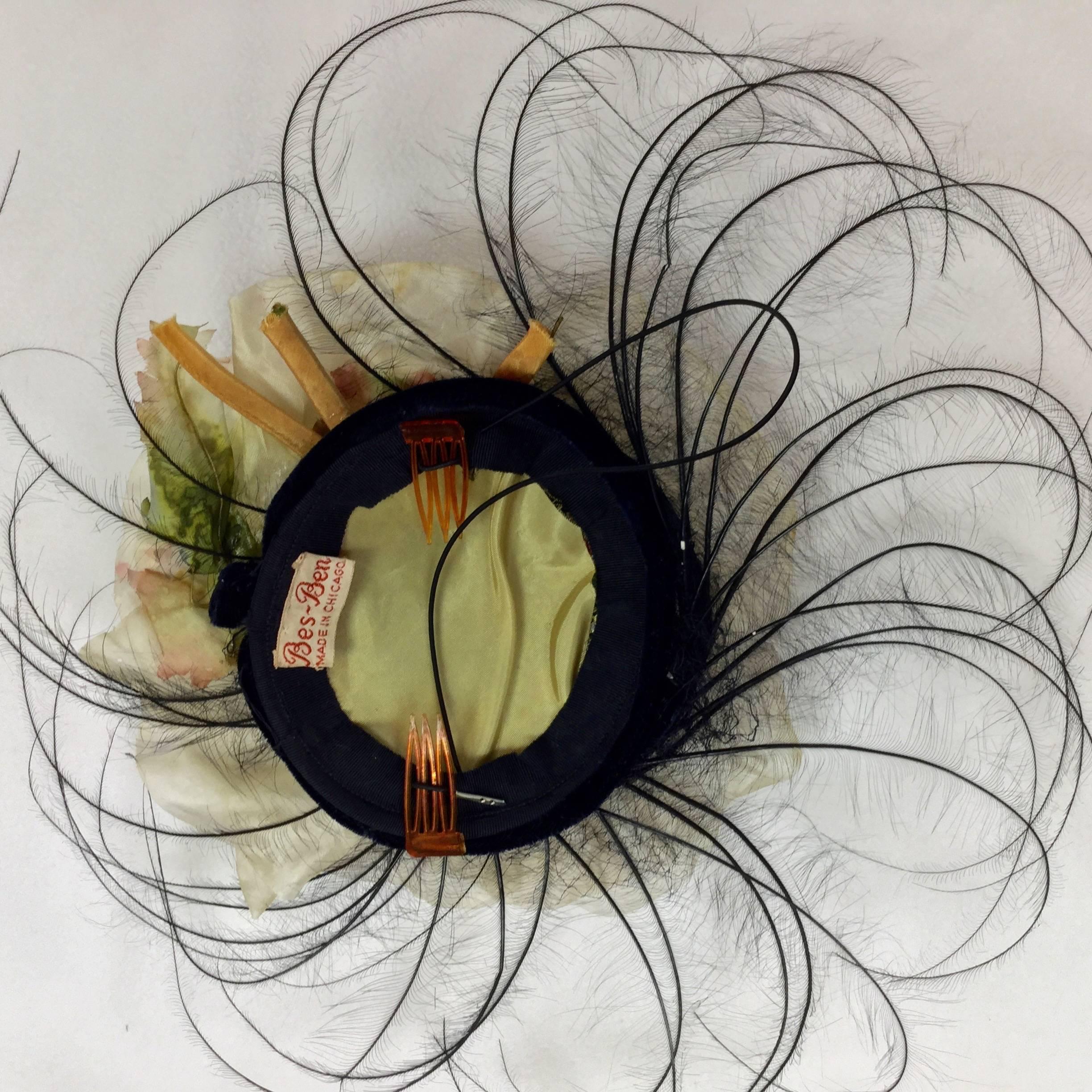Dramatic Bes Ben Pinwheel Hat with Shaved Feathers. 1950's. For Sale 1