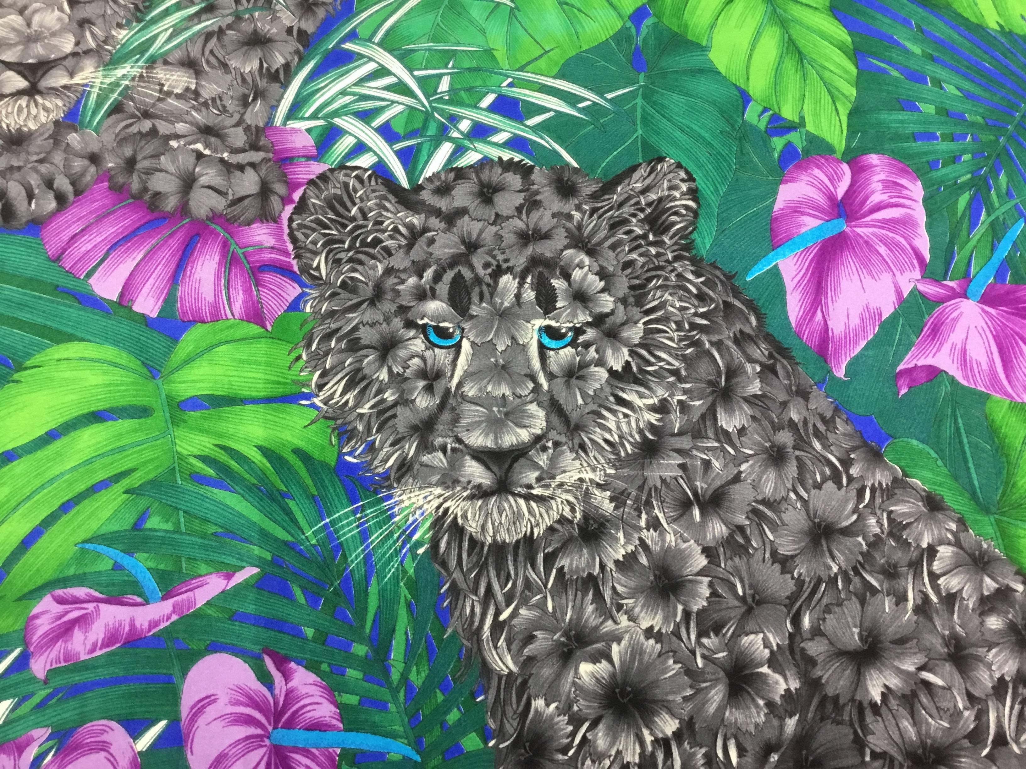 Ferragamo Leopard Scarf with Floral Fur. 1980s. In Excellent Condition In University City, MO