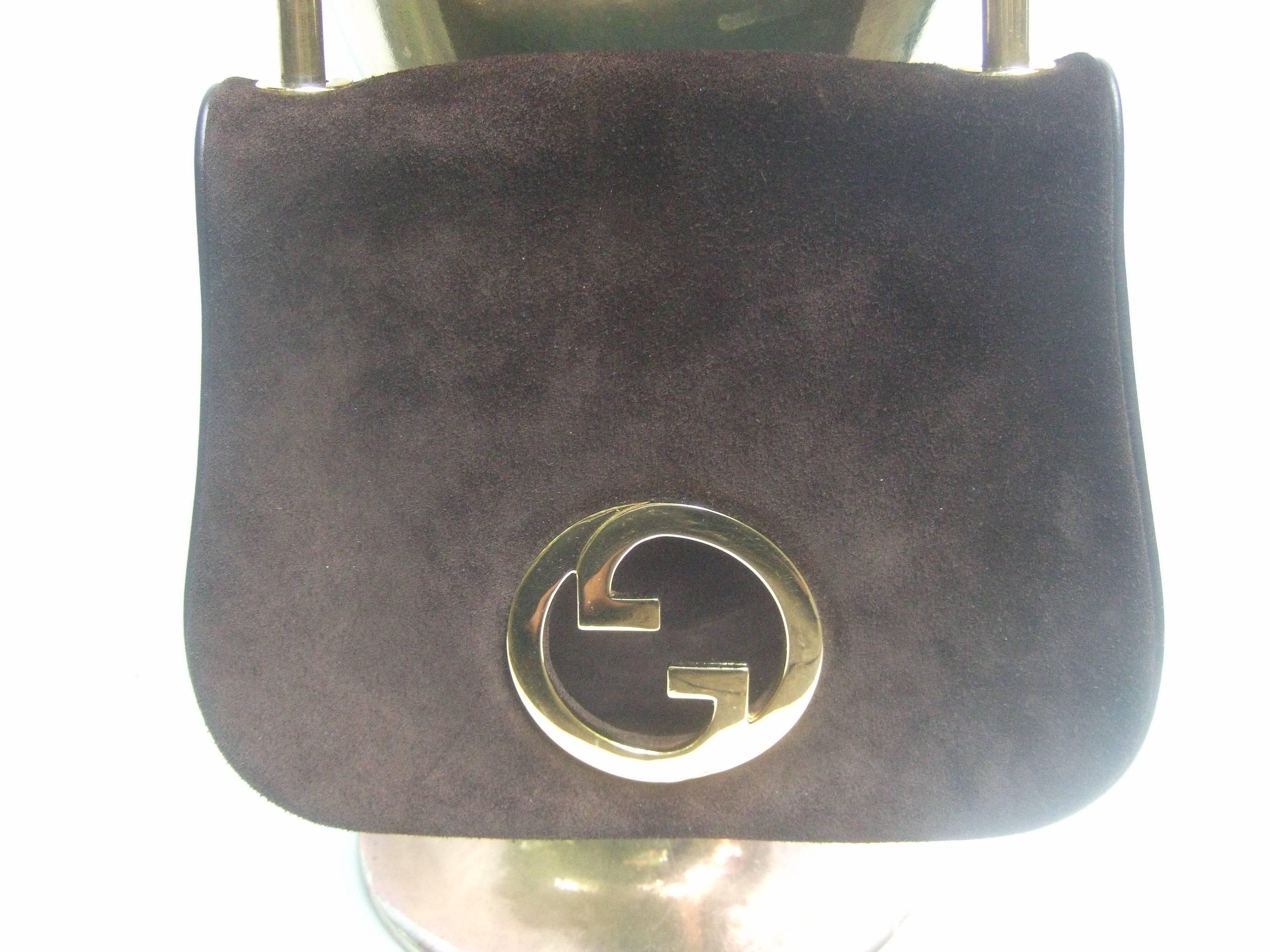 Women's Gucci Luxurious Chocolate Brown Suede Blondie Shoulder Bag c 1970s