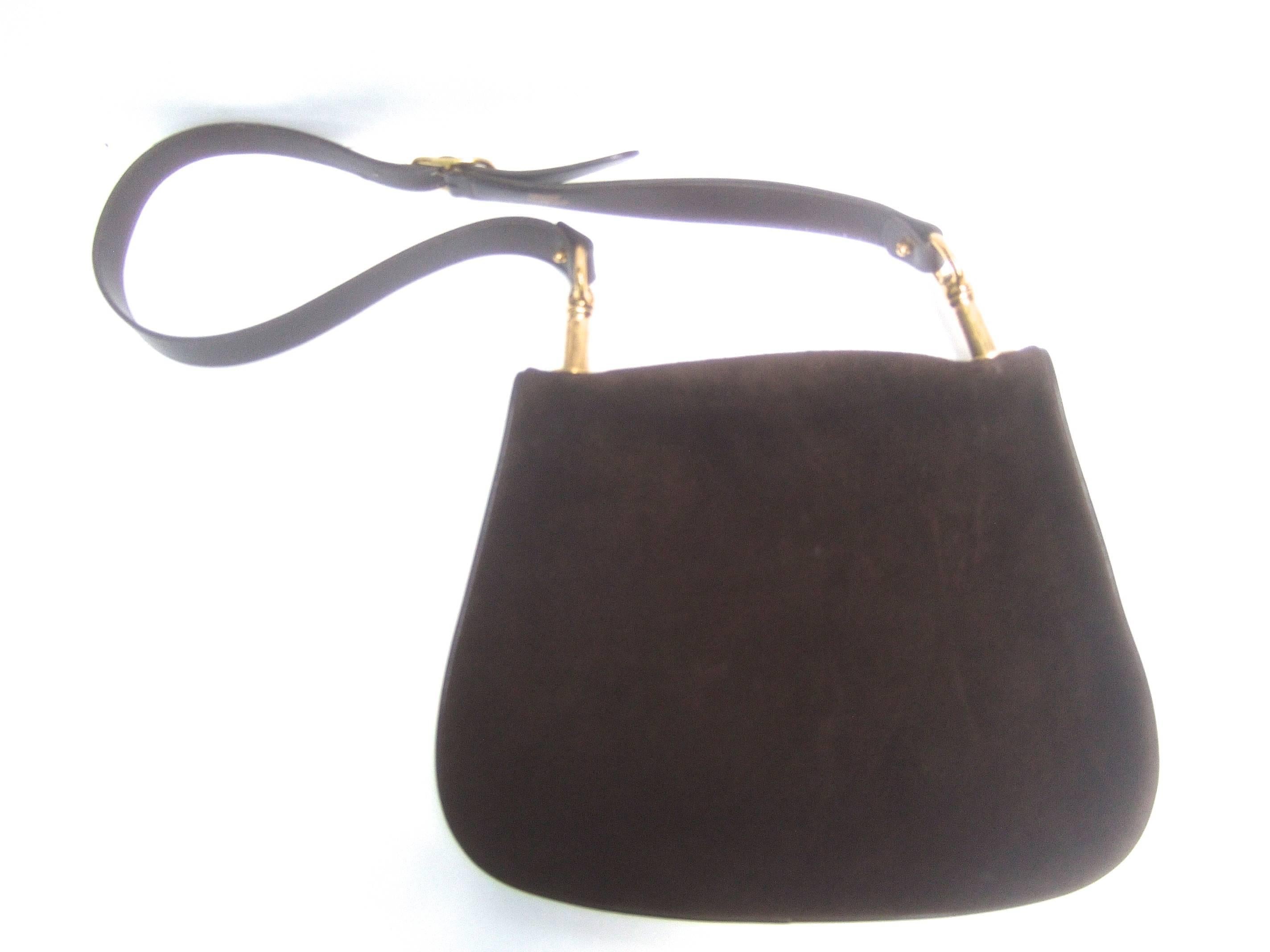 Gucci Luxurious Chocolate Brown Suede Blondie Shoulder Bag c 1970s 2