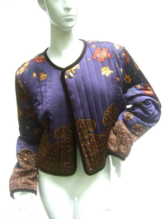 Exotic Silk Paisley Floral Quilted Jacket by Worth For Sale at 1stDibs
